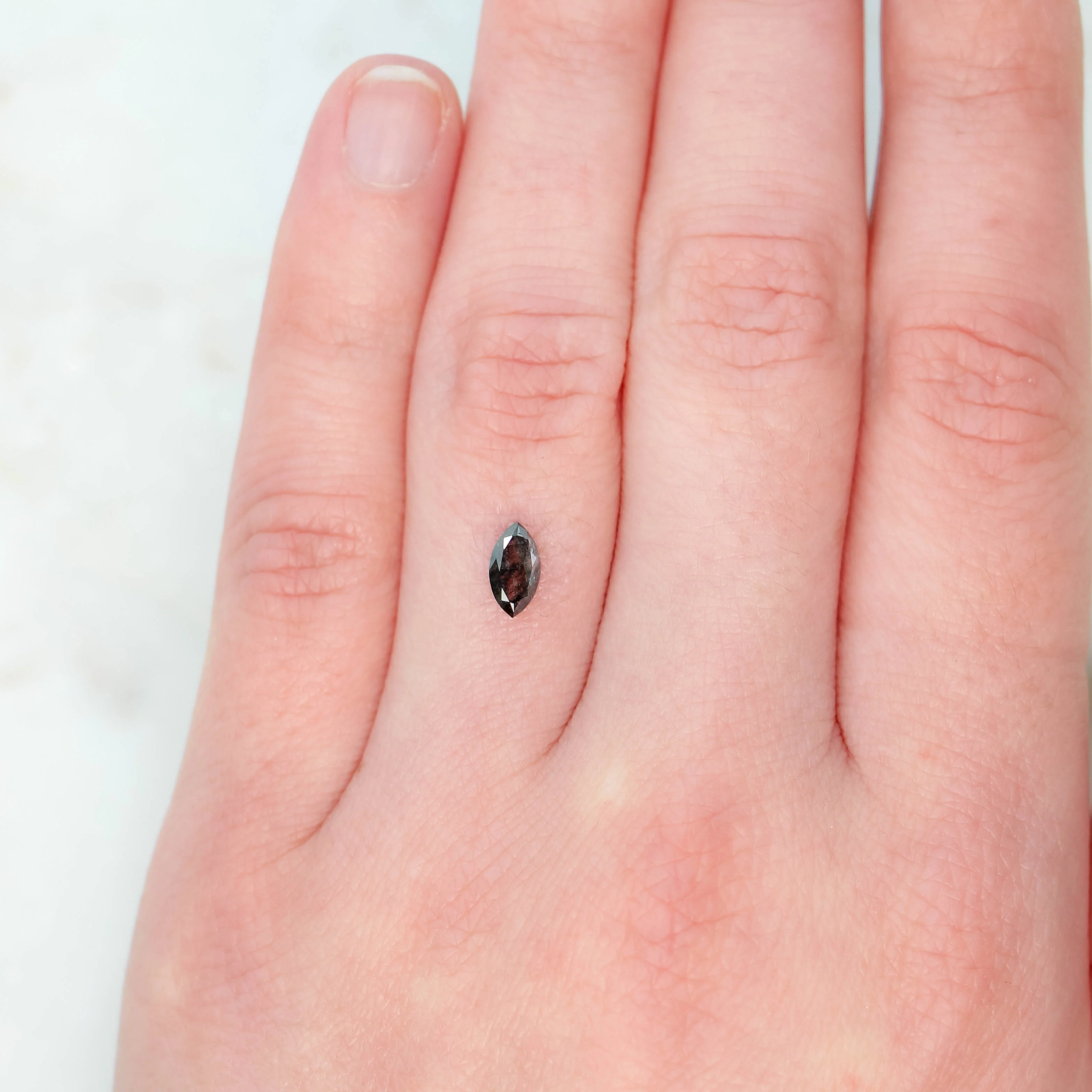 0.54 Carat Dark and Clear Marquise Salt and Pepper Diamond for Custom Work - Inventory Code DCM054 - Image 9