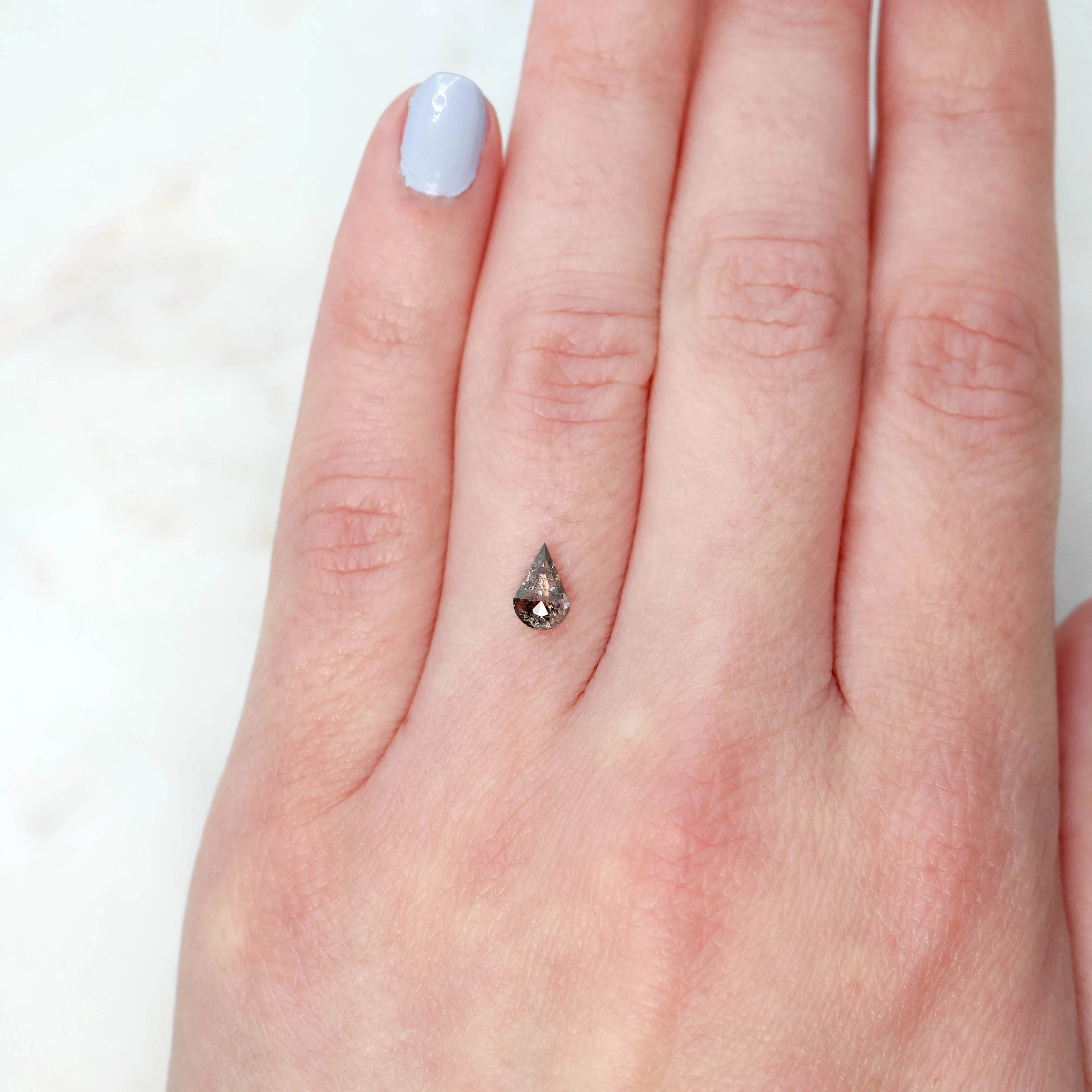 0.59 Carat Gray Geometric Pear Salt and Pepper Diamond for Custom Work - Inventory Code DSP059 - Image 2