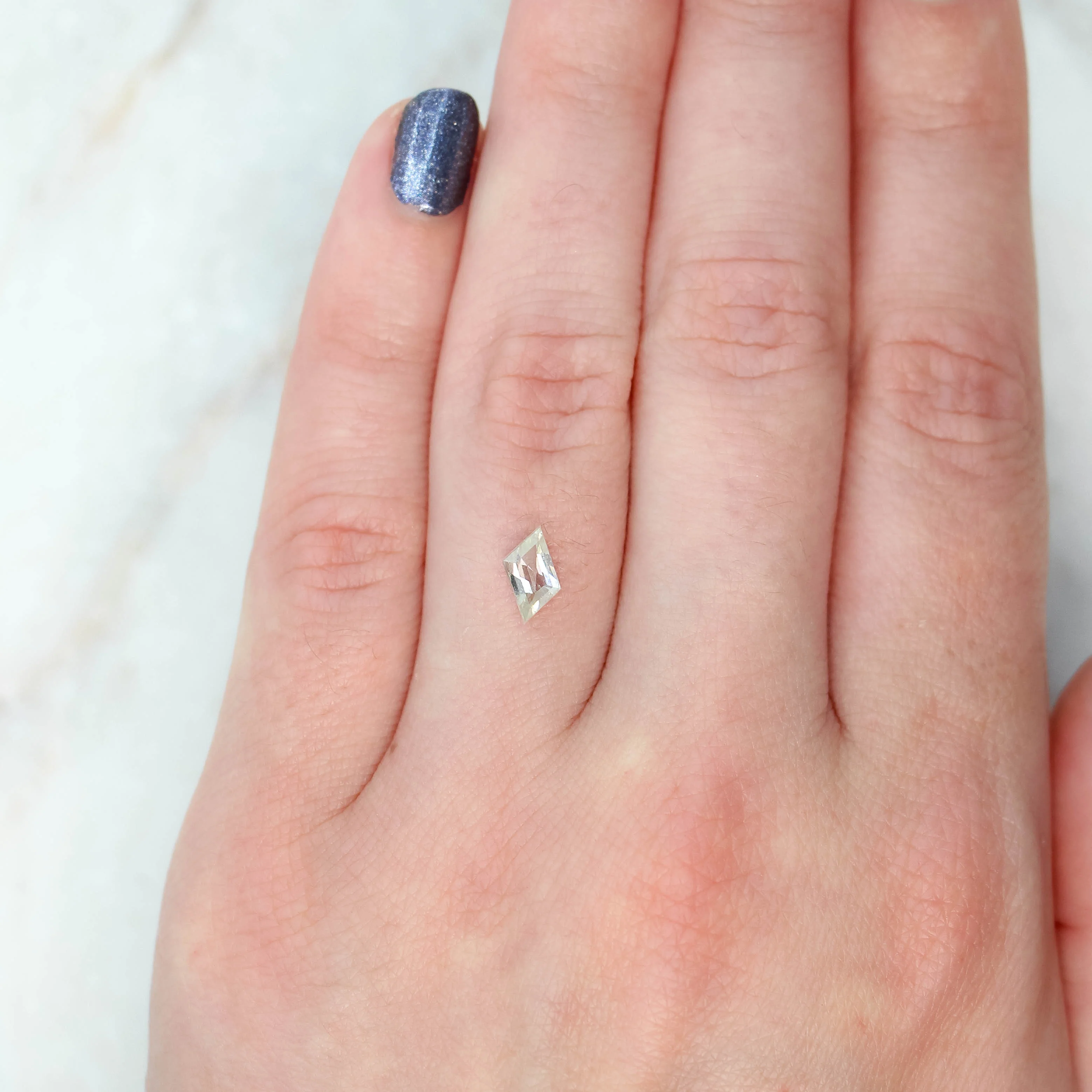 0.59 Carat Misty White Rhombus Salt and Pepper Diamond for Custom Work - Inventory Code MWR059 - Image 2