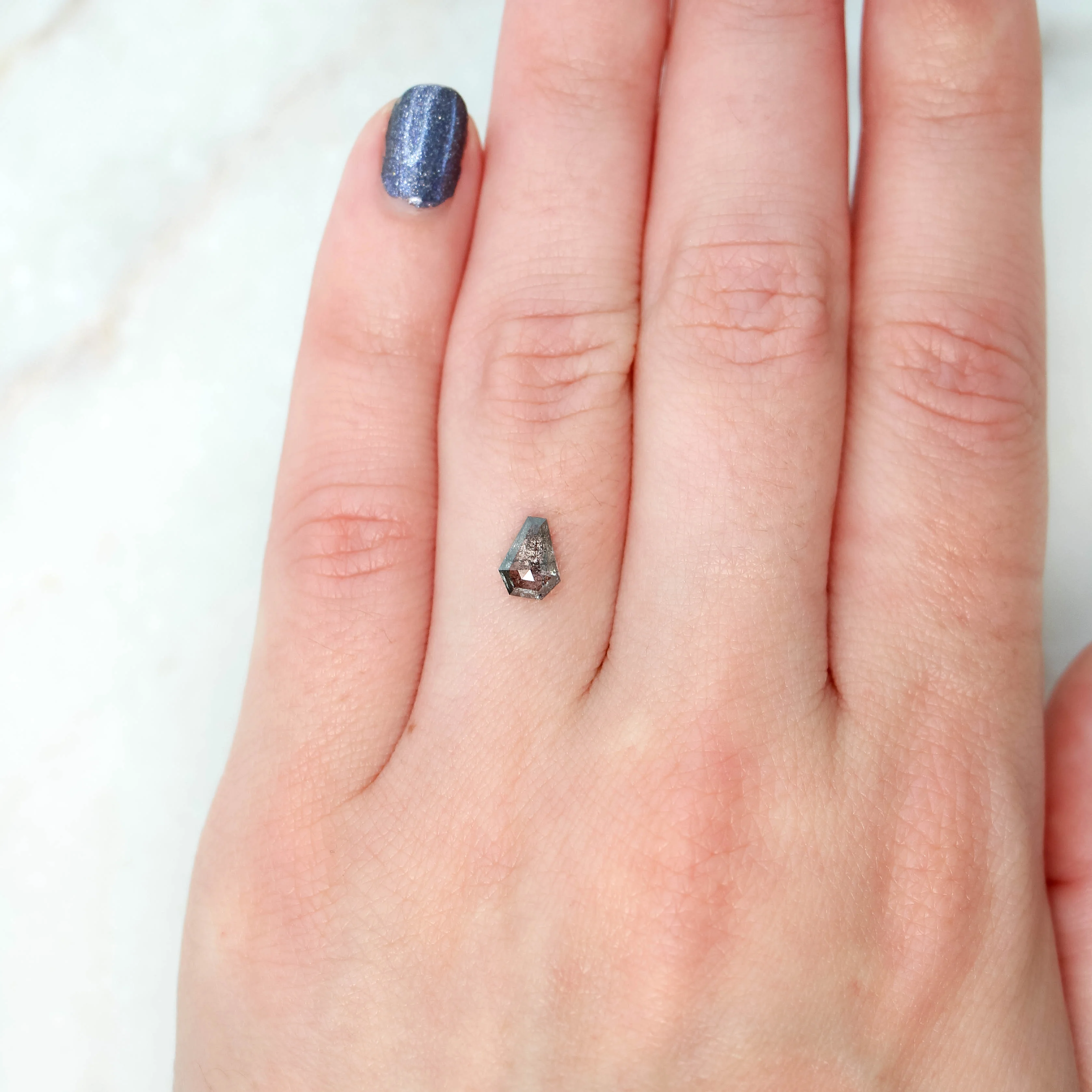 0.61 Carat Dark and Clear Shield Salt and Pepper Diamond for Custom Work - Inventory Code DCS061 - Image 2
