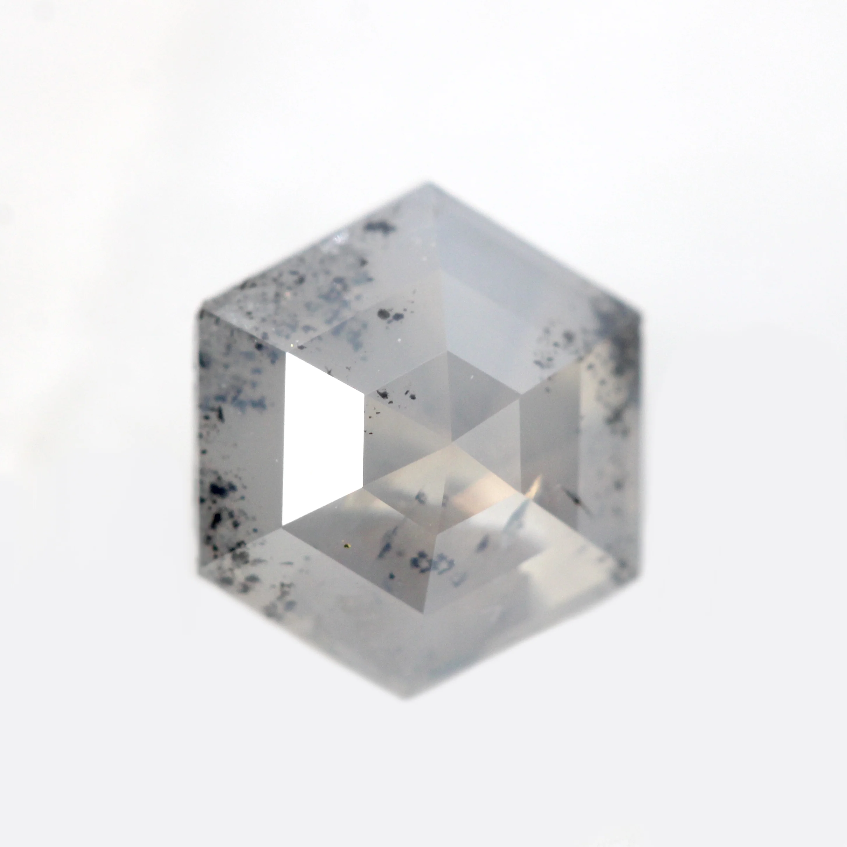 0.66 Carat Opalescent Gray Hexagon Salt and Pepper Diamond for Custom Work - Inventory Code SGH066 - Image 3