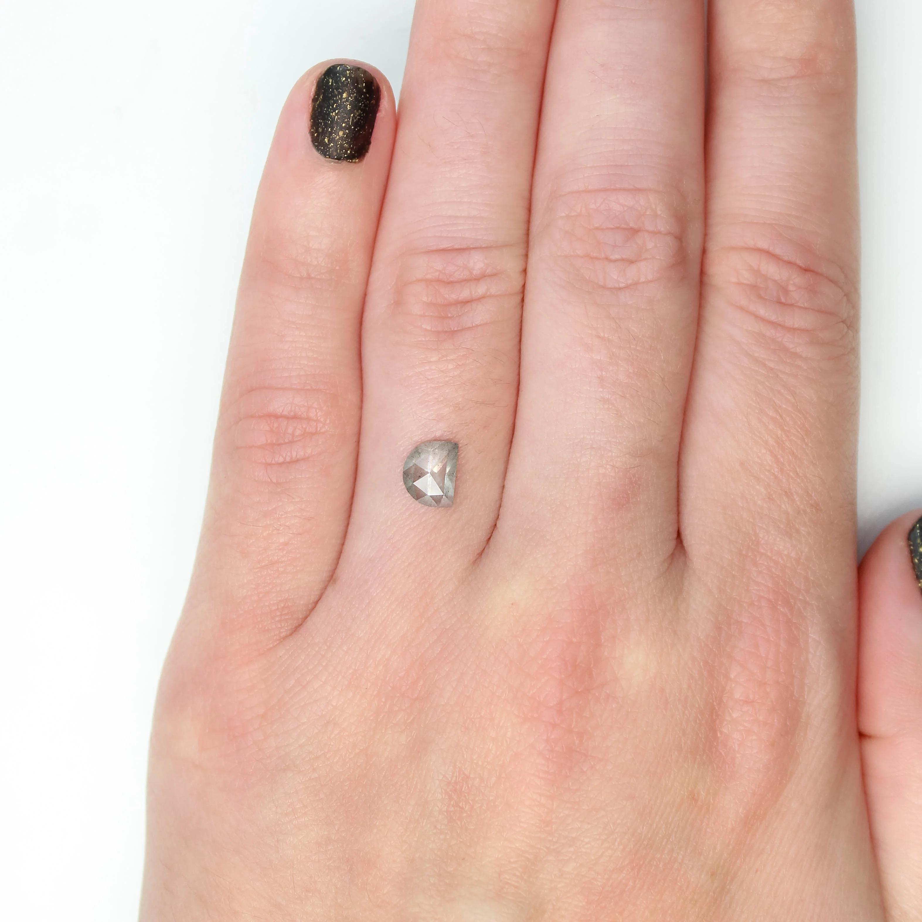 0.71 Carat Misty Gray Half Moon Salt and Pepper Diamond for Custom Work - Inventory Code MWH071 - Image 2