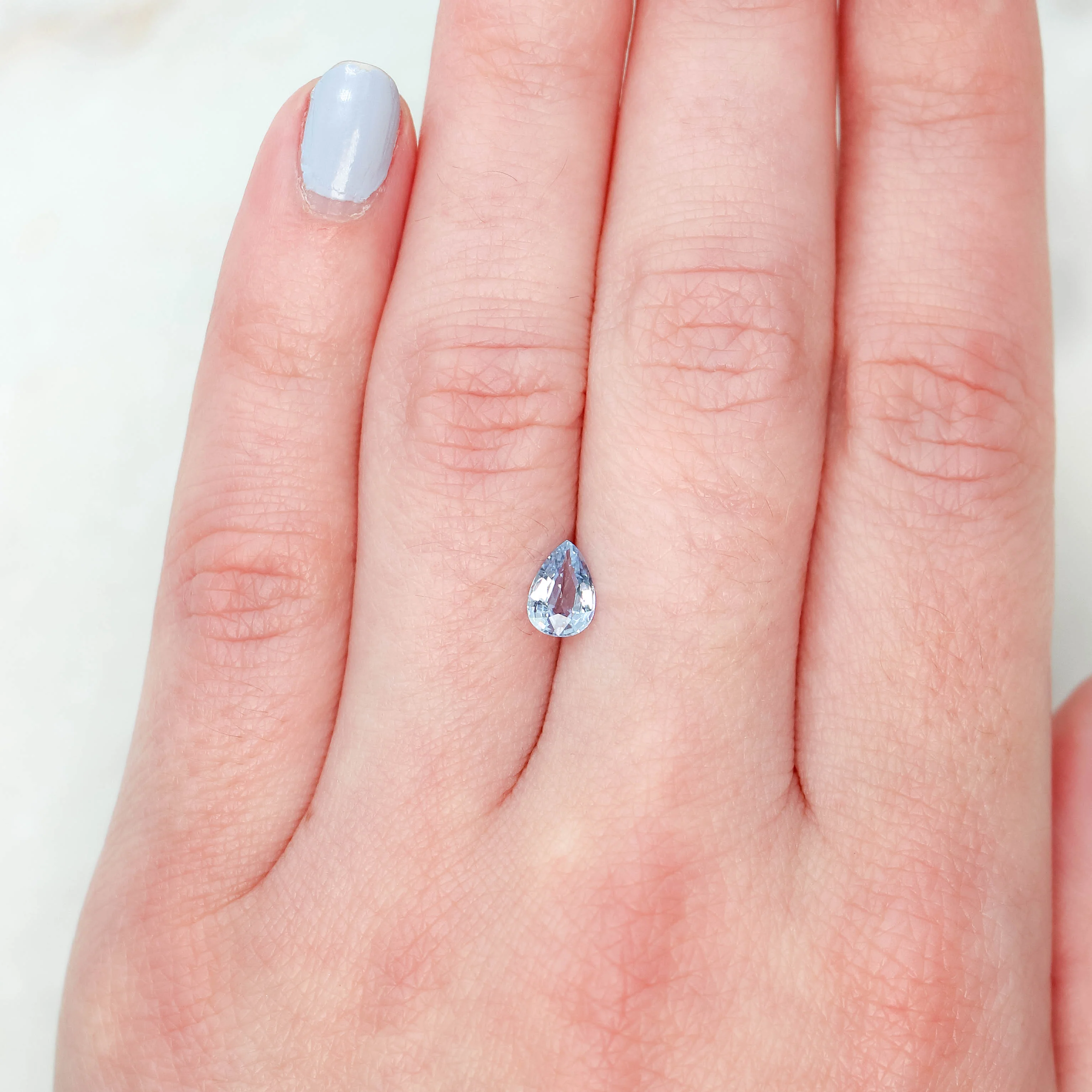 0.72 Carat Light Blue Pear Sapphire for Custom Work - Inventory Code BPS072 - Image 2