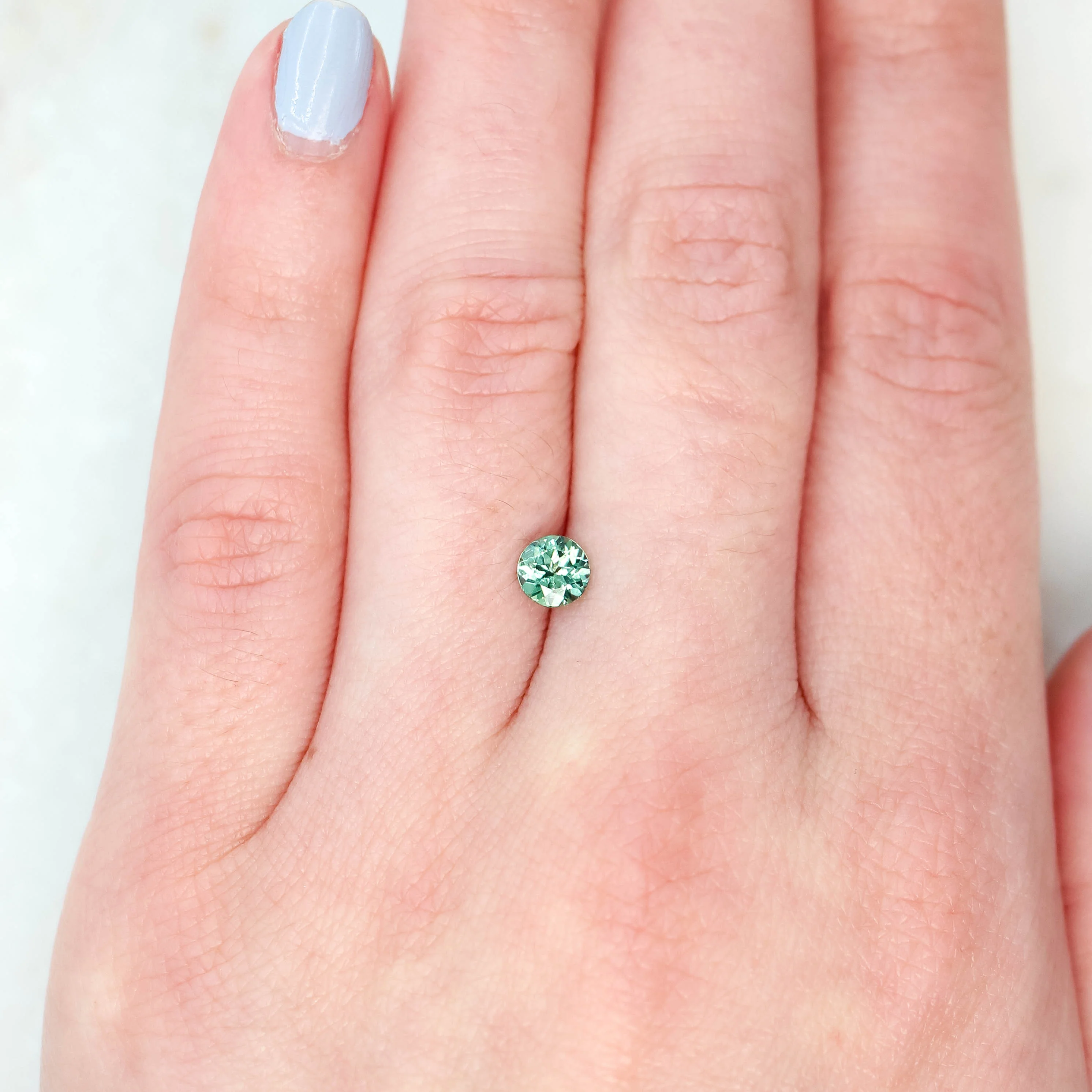 0.72 Carat Round Green Montana Sapphire for Custom Work - Inventory Code TGRS072 - Image 2