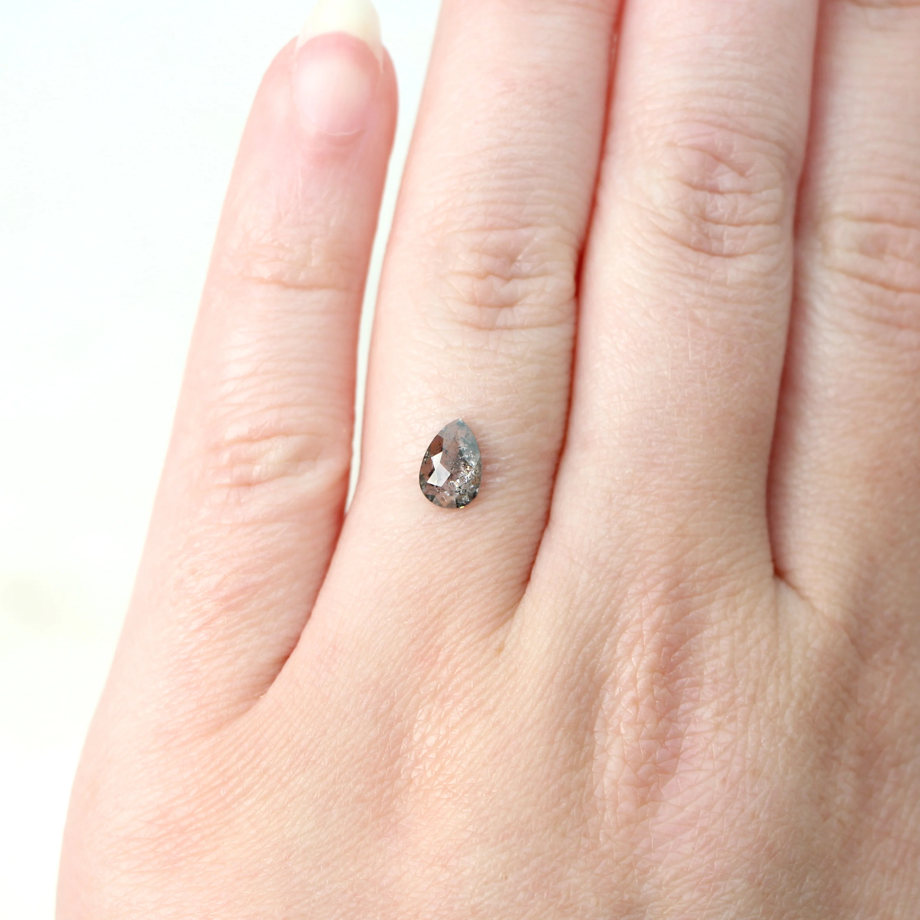 0.75 Carat Dark and Clear Pear Salt and Pepper Diamond for Custom Work - Inventory Code DCP075 - Image 2
