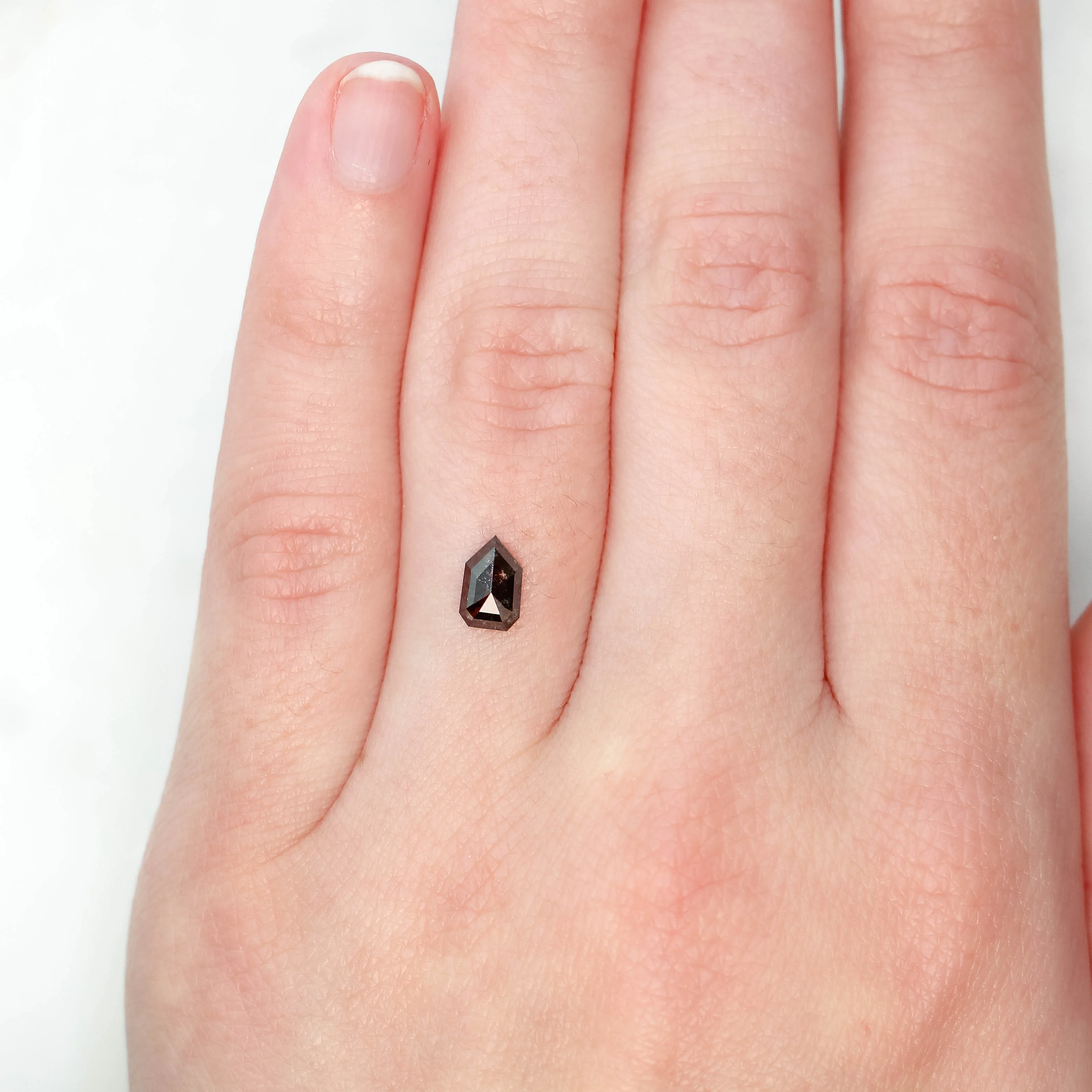 0.79 Carat Black Geometric Shield Cut Salt and Pepper Diamond - Inventory Code BCS079 - Image 2
