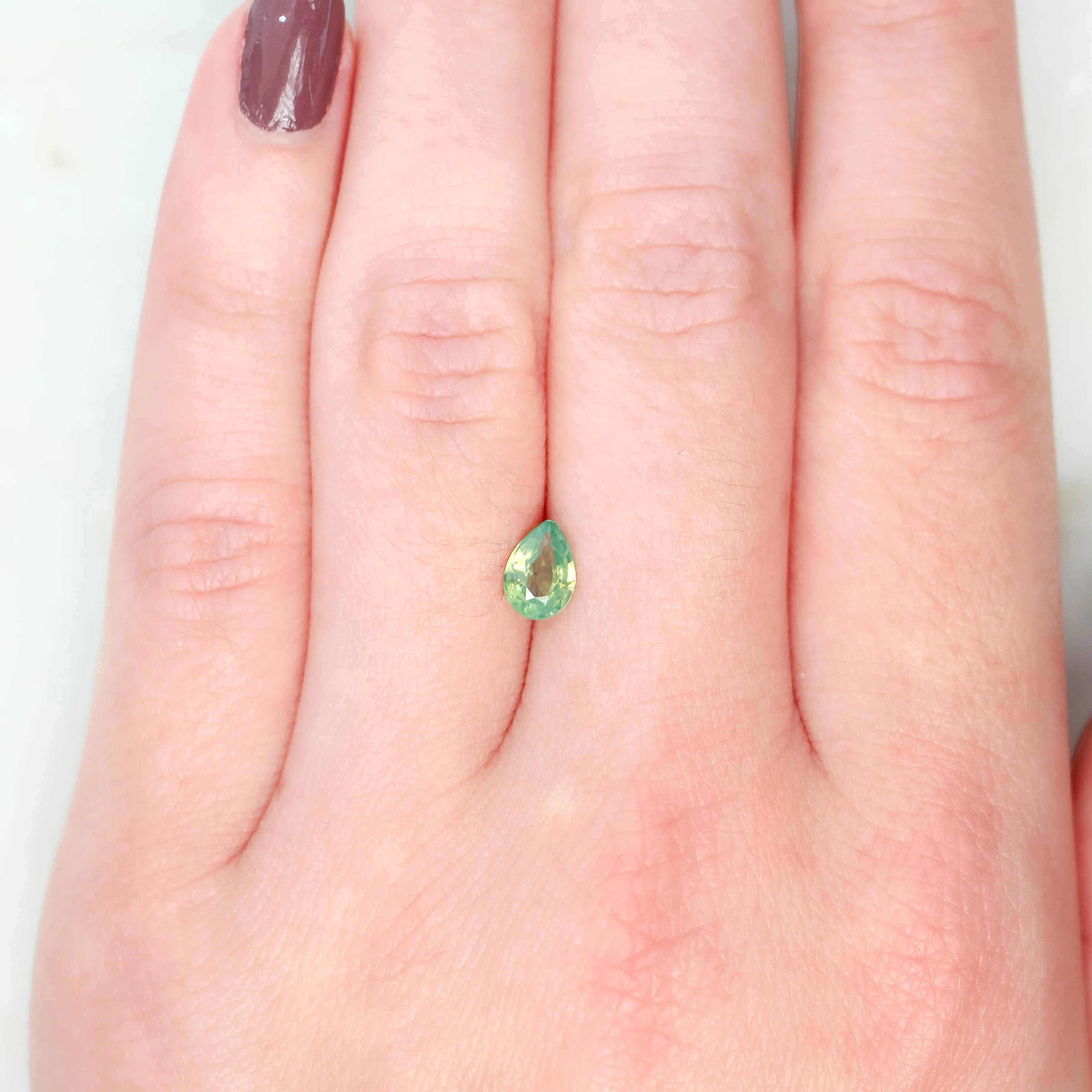 0.79 Carat Light Green Pear Sapphire for Custom Work - Inventory Code GPS079 - Image 2