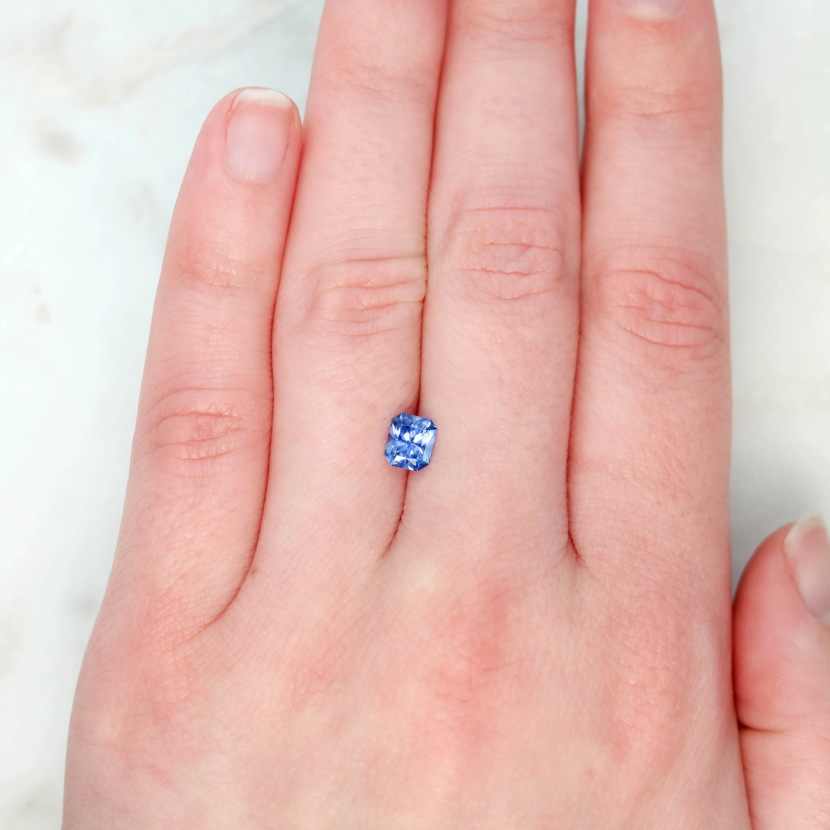0.81 Carat Radiant Cut Cornflower Blue Sapphire for Custom Work - Inventory Code RCBS081 - Image 2