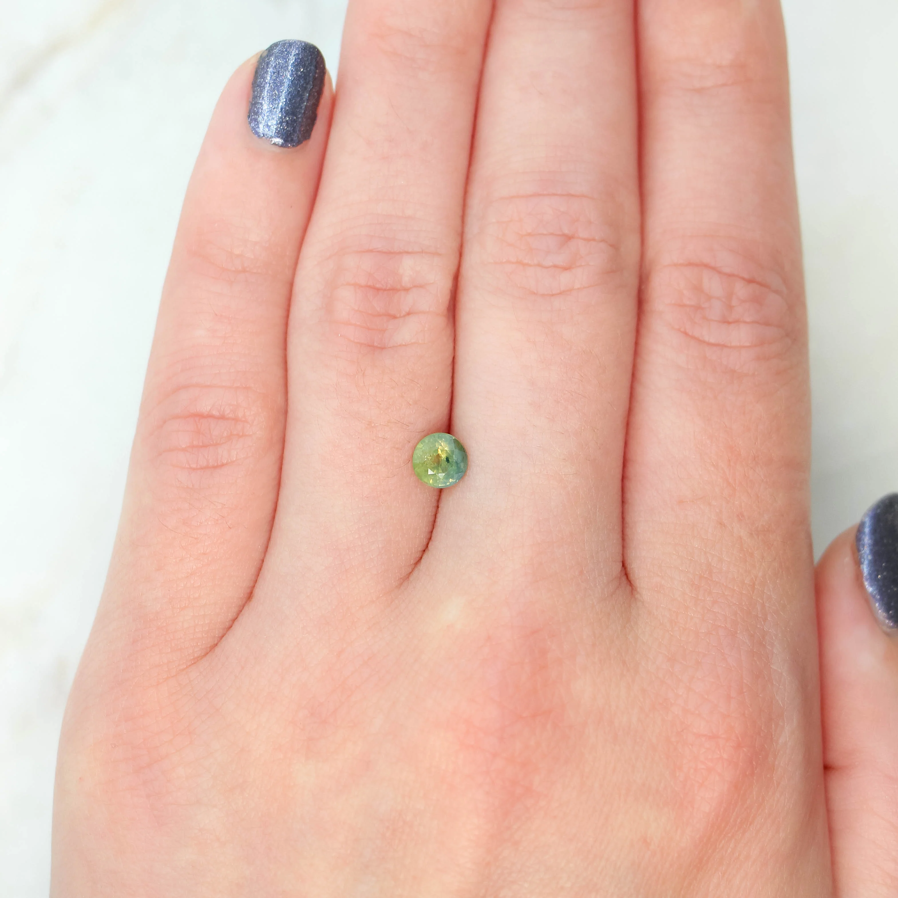 0.85 Carat Bicolor Green and Blue Round Sapphire for Custom Work - Inventory Code BCRS085 - Image 2
