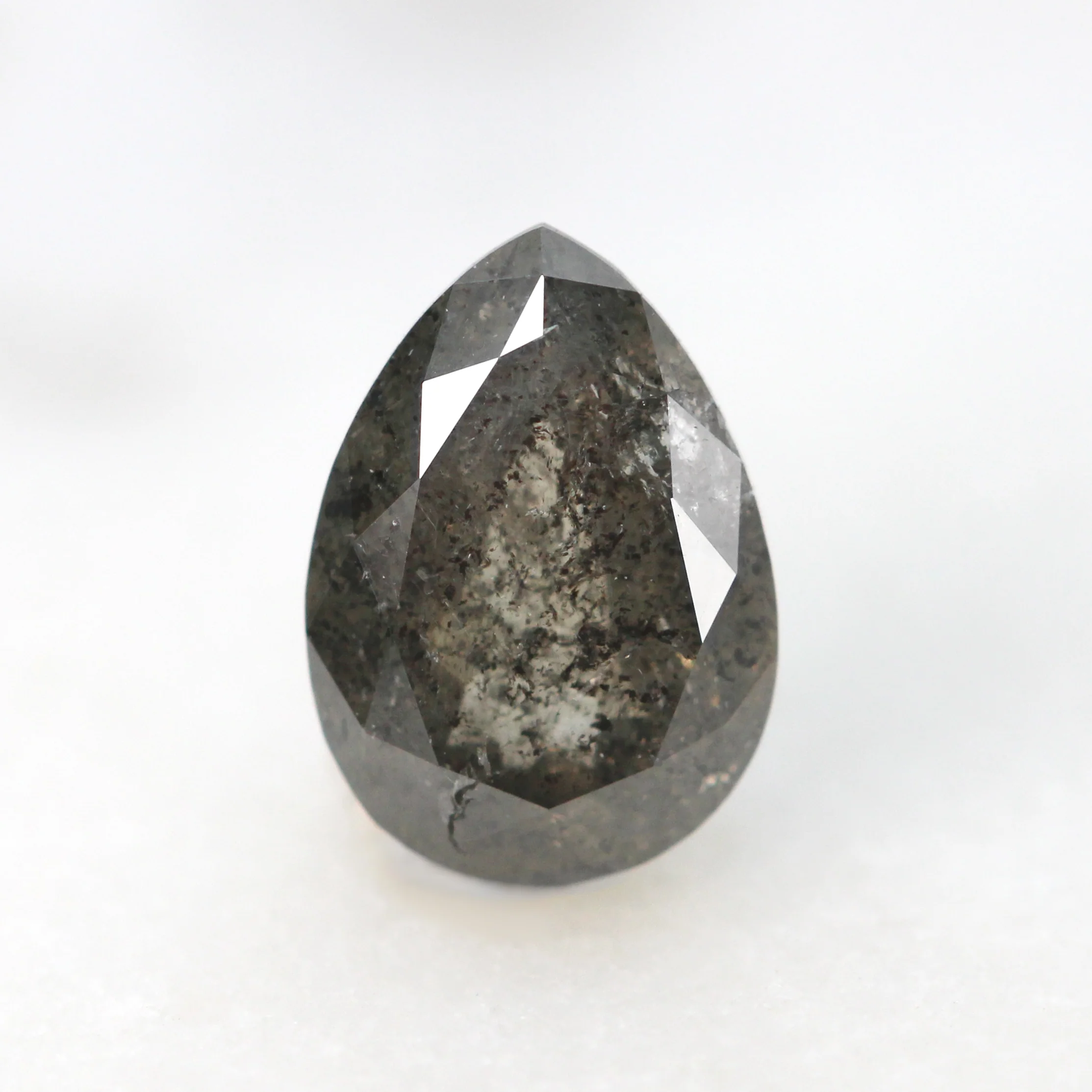 0.85 Carat Dark Gray Pear Salt and Pepper Diamond for Custom Work - Inventory Code DSP085