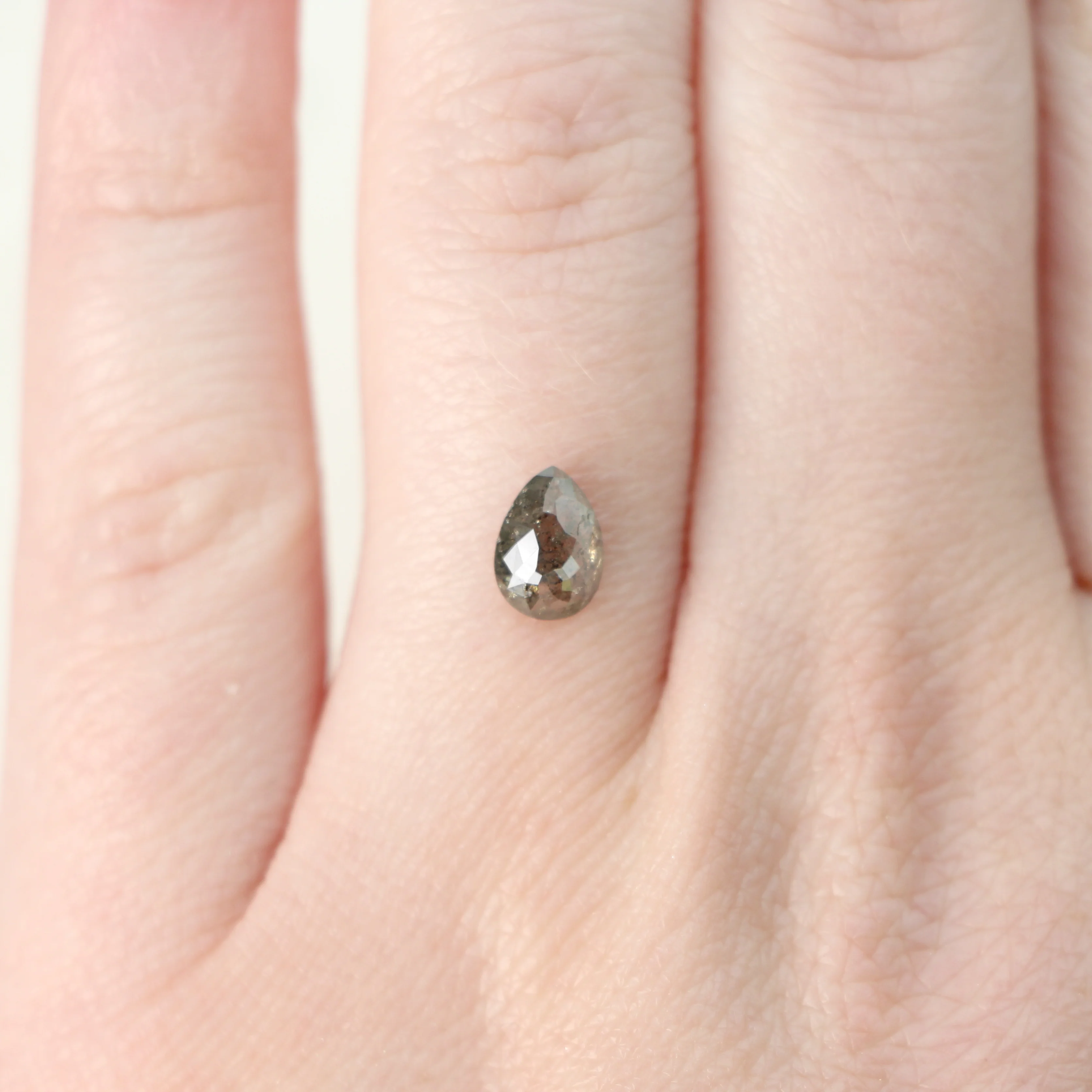 0.85 Carat Dark Gray Pear Salt and Pepper Diamond for Custom Work - Inventory Code DSP085 - Image 3
