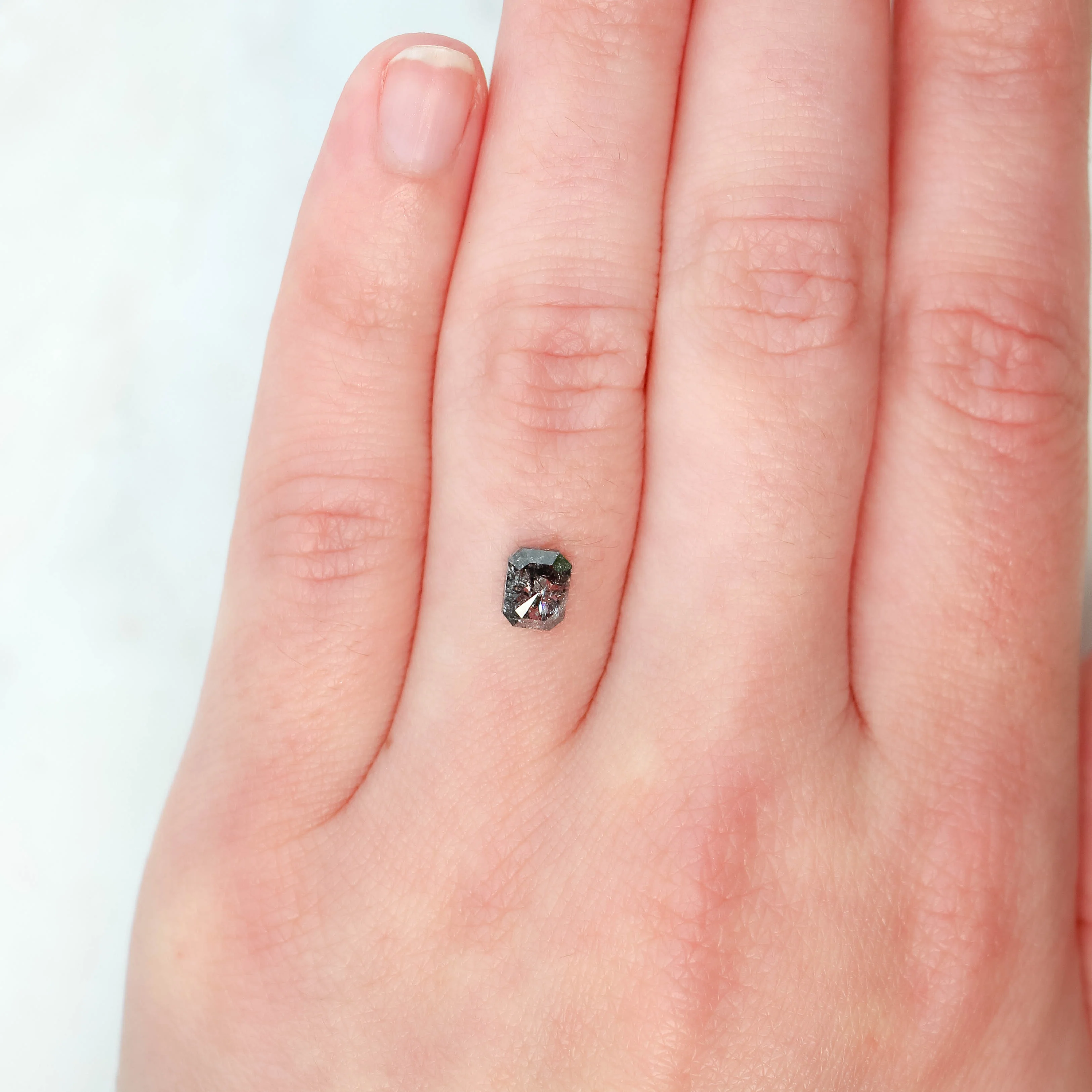 0.88 Carat Dark and Clear Emerald Cut Salt and Pepper Diamond for Custom Work - Inventory Code DCEC088 - Image 2