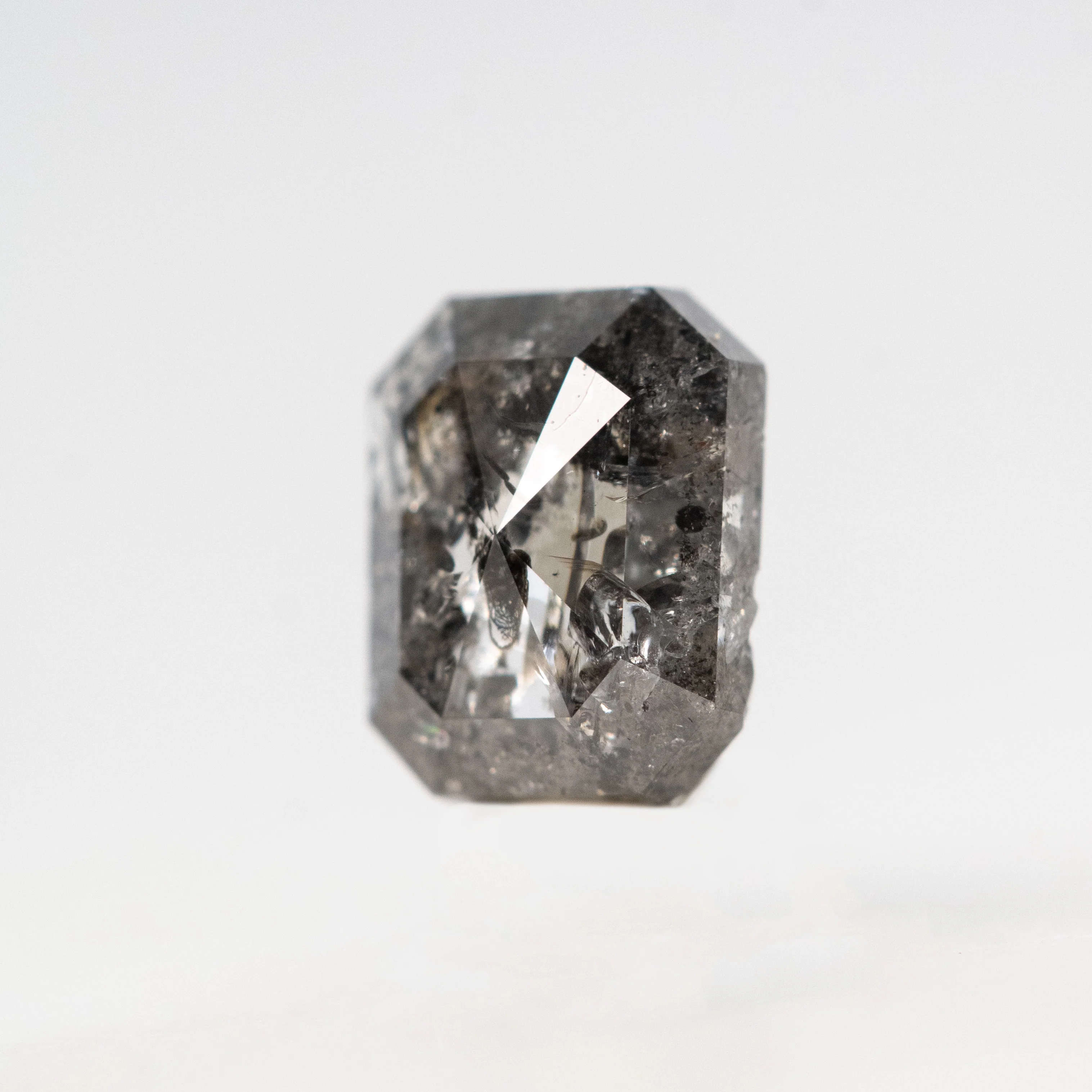 0.88 Carat Dark and Clear Emerald Cut Salt and Pepper Diamond for Custom Work - Inventory Code DCEC088 - Image 3