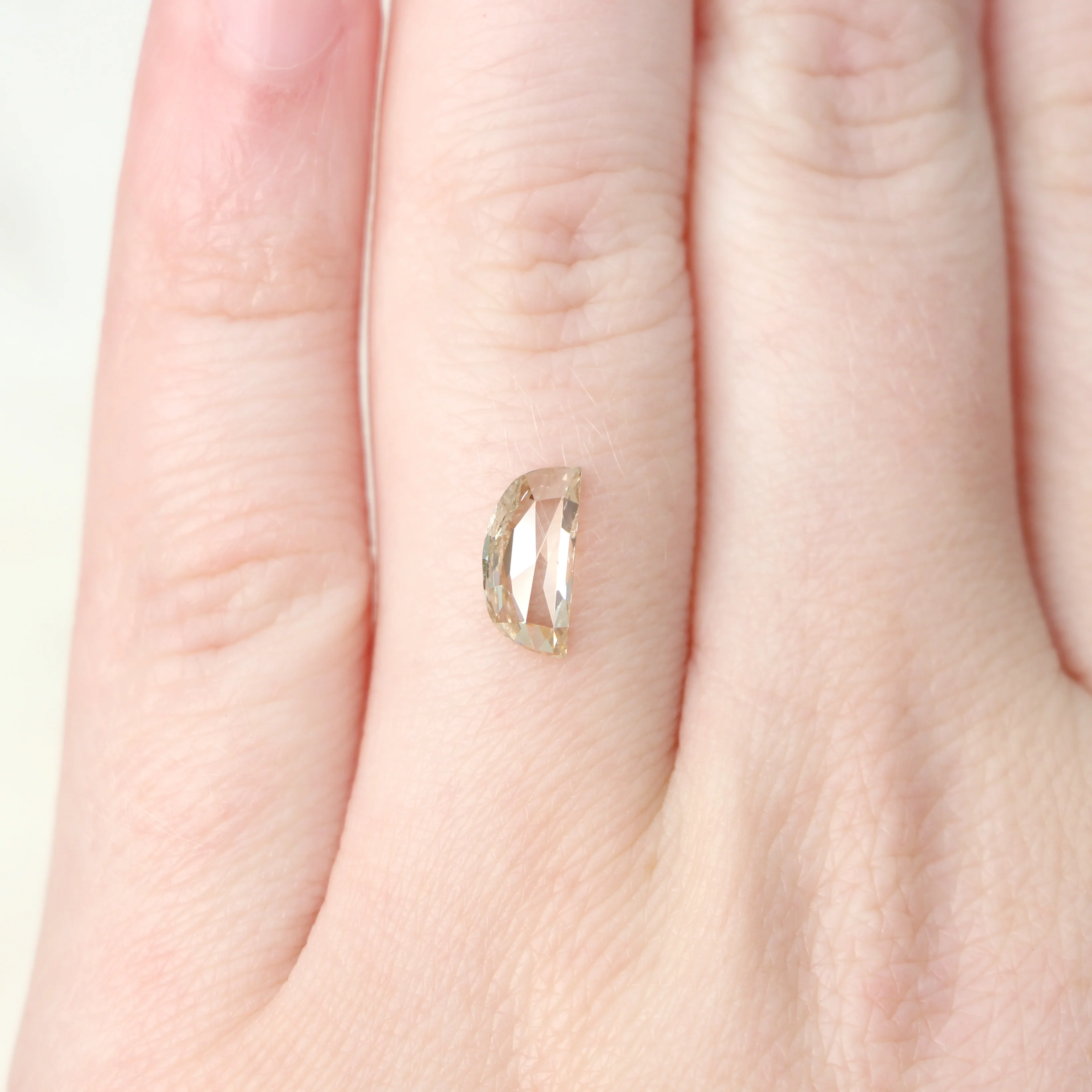 0.89 Carat Champagne Half Moon Salt and Pepper Diamond for Custom Work - Inventory Code CCHM089 - Image 2