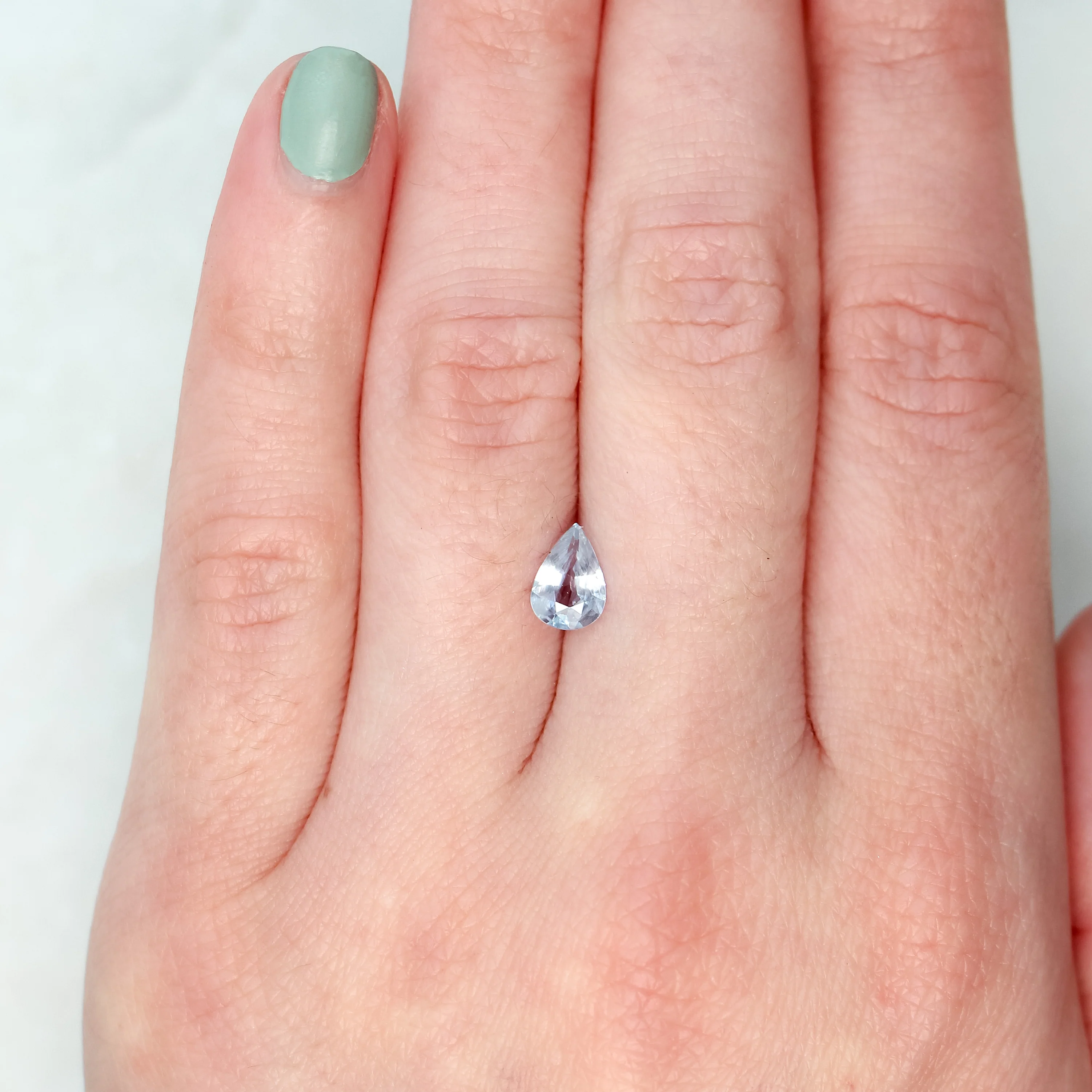 0.91 Carat Pale Blue Pear Sapphire for Custom Work - Inventory Code PBPS091 - Image 2