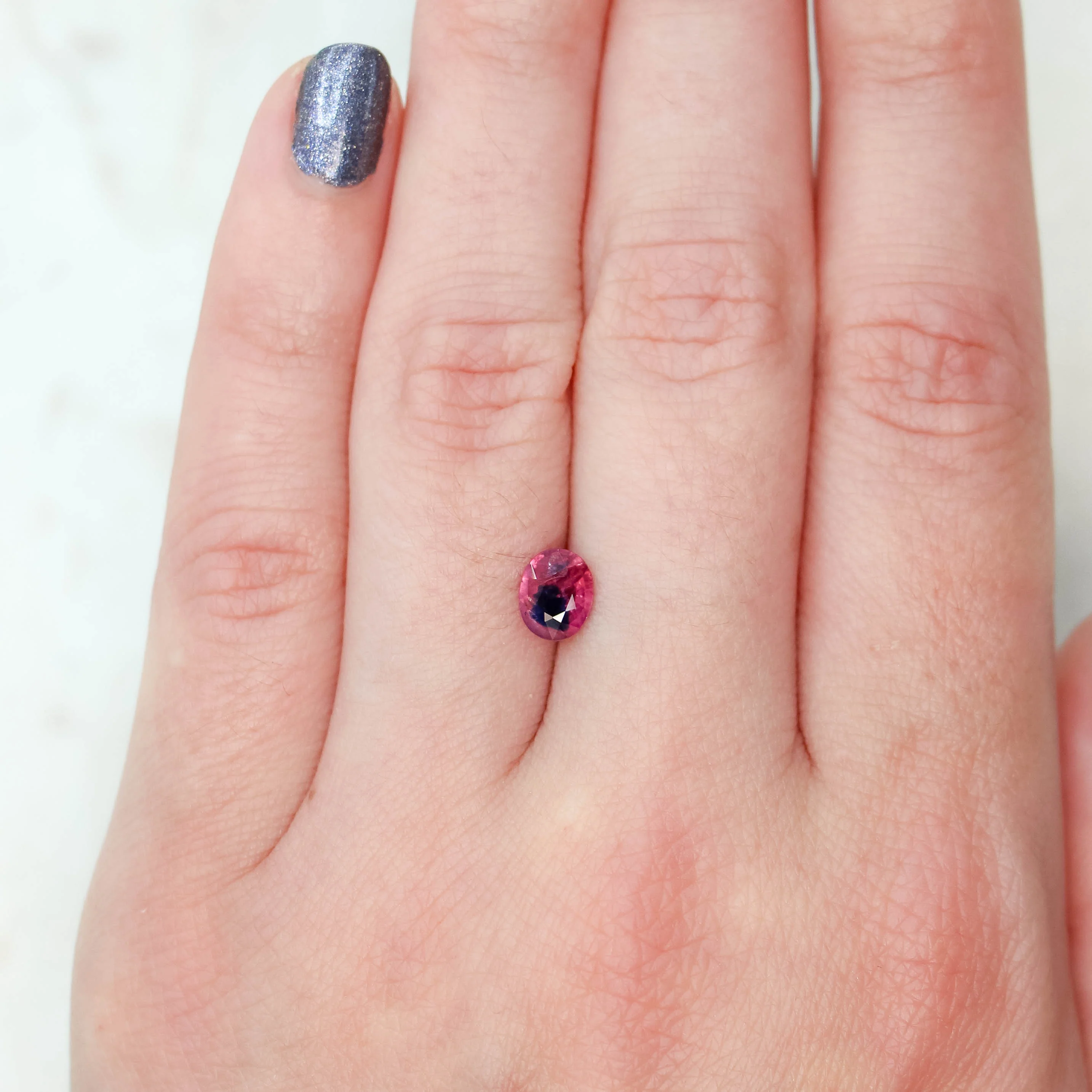 0.93 Carat Bicolor Pink and Purple Oval Sapphire for Custom Work - Inventory Code PPOS093 - Image 2