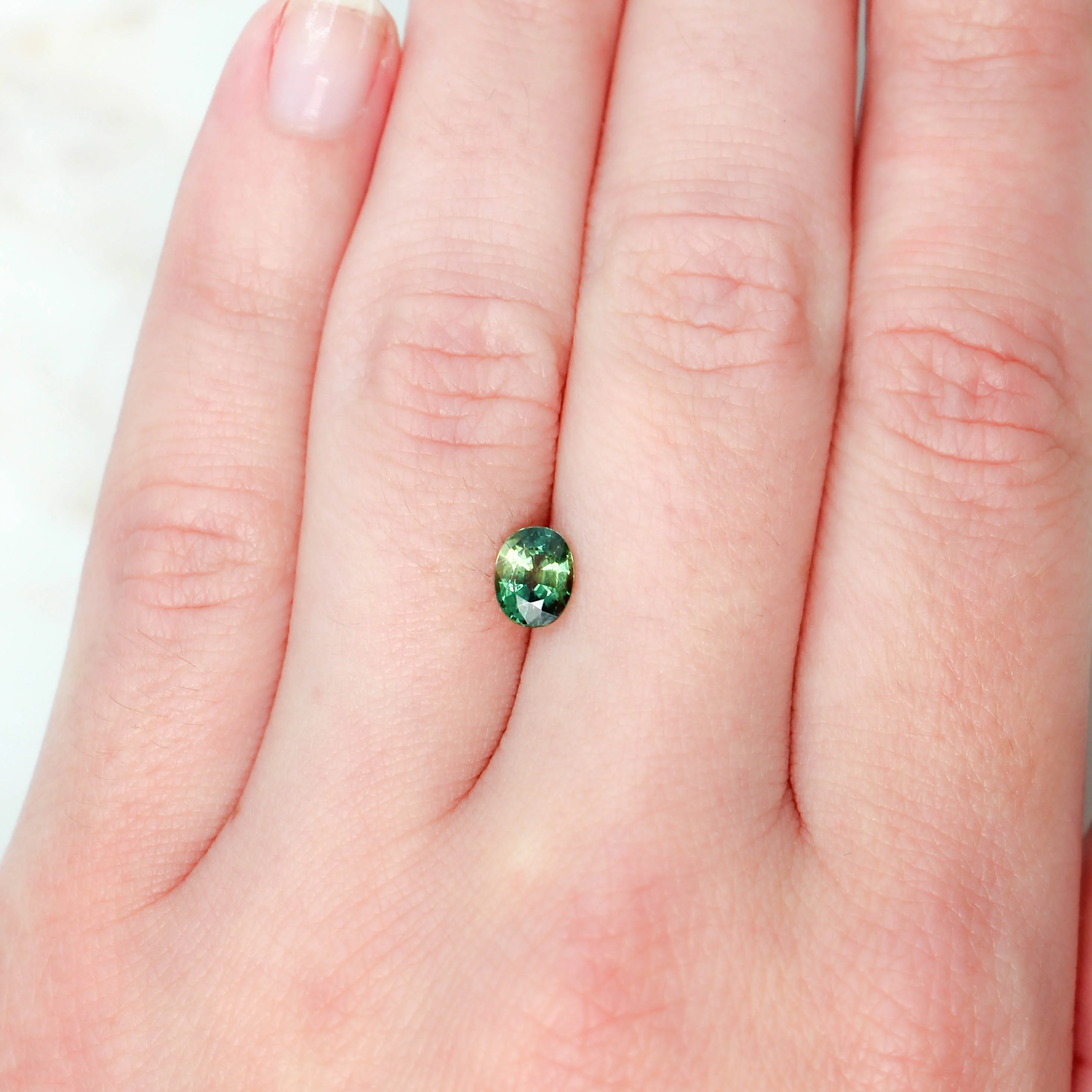 0.95 Carat Green Oval Sapphire for Custom Work - Inventory Code GOS095 - Image 2