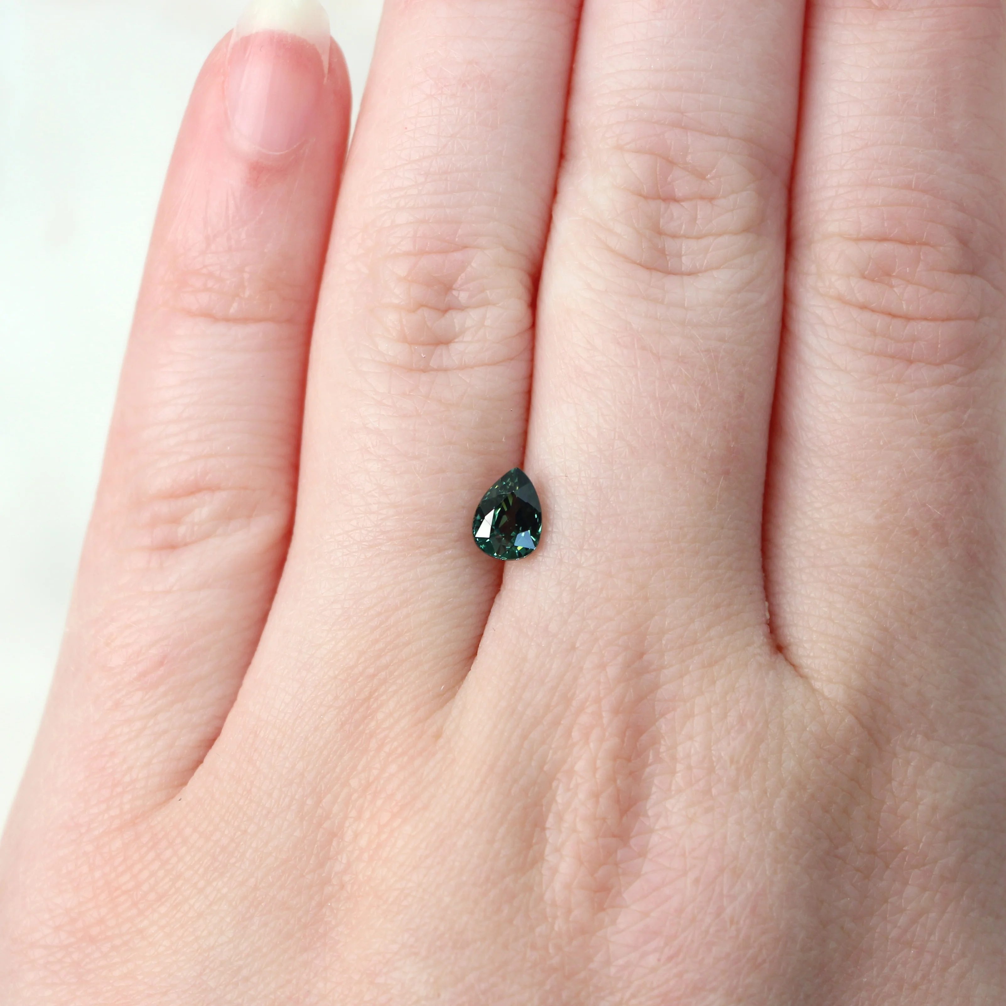 0.98 Carat Teal Green Pear Madagascar Sapphire for Custom Work - Inventory Code TGPS098 - Image 2