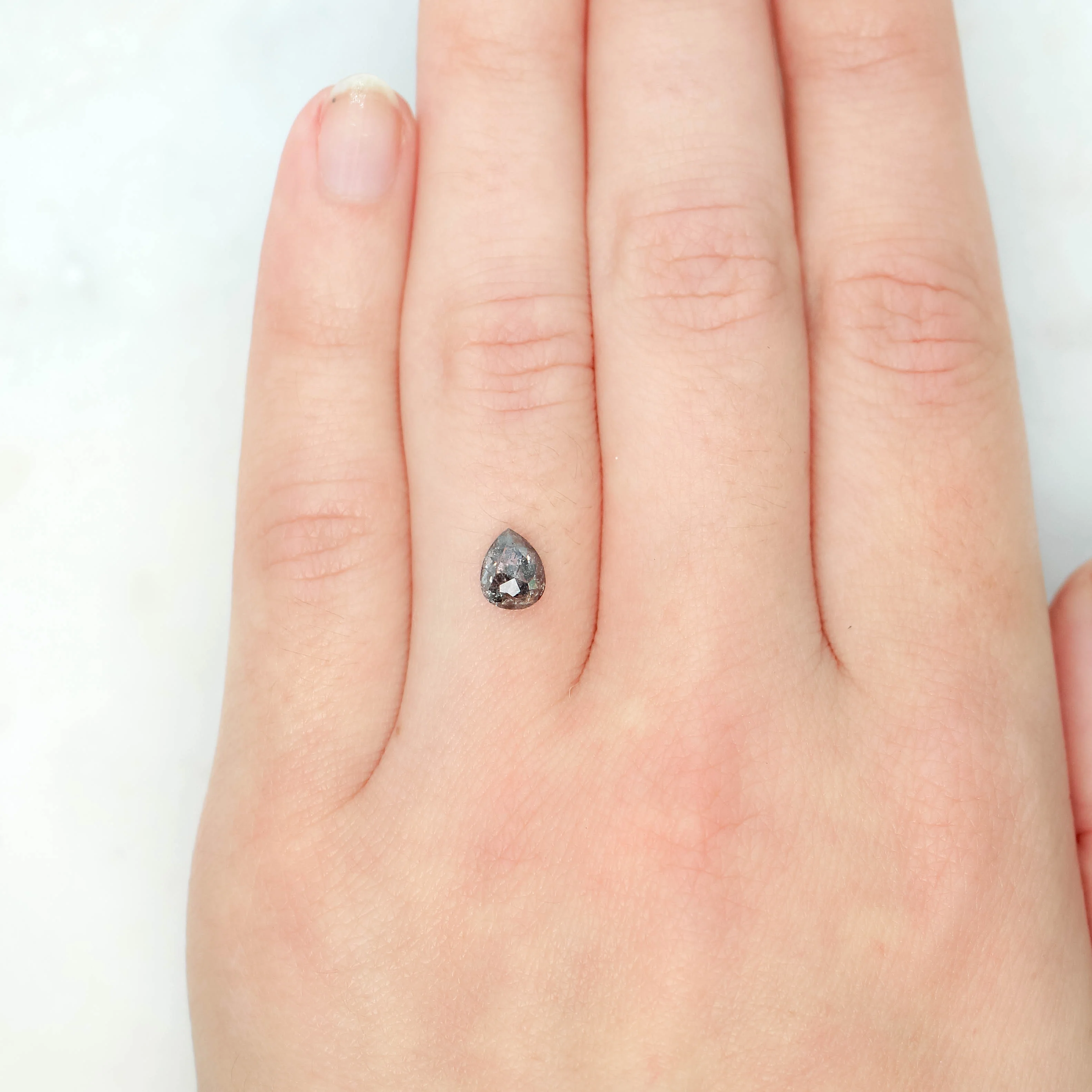 0.99 Carat Gray Pear Salt and Pepper Diamond for Custom Work - Inventory Code DSP099 - Image 2