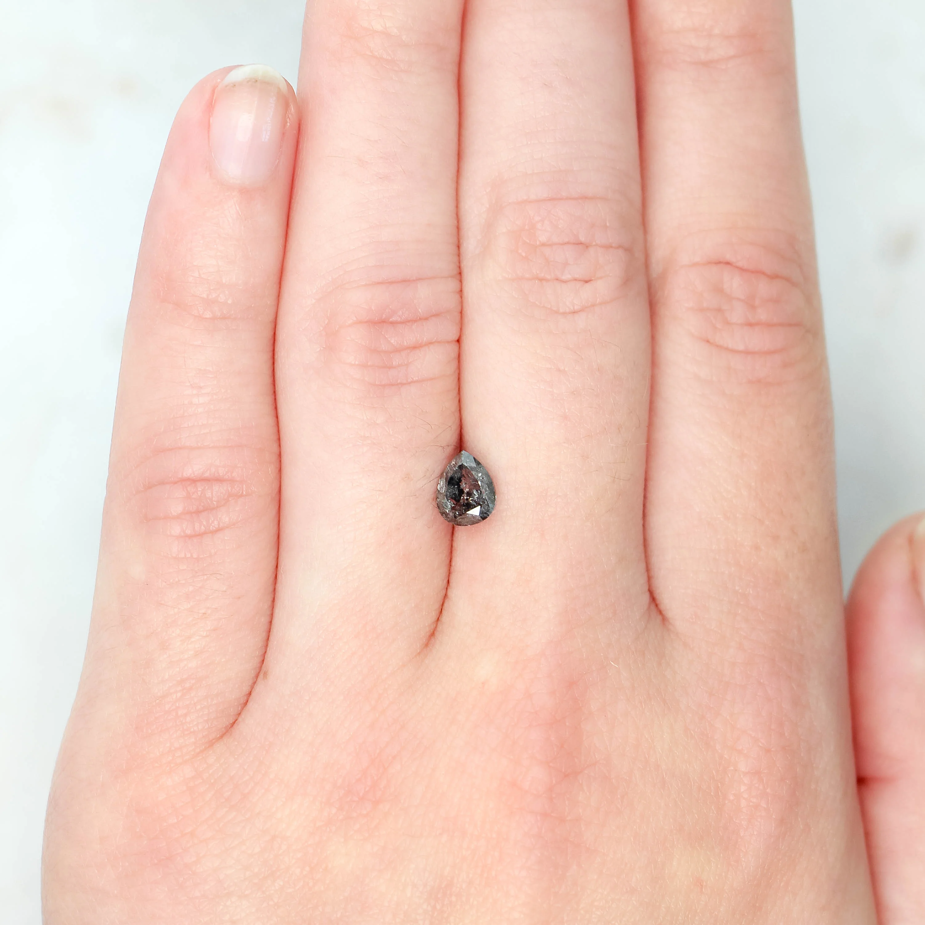 0.99 Carat Gray Pear Salt and Pepper Diamond for Custom Work - Inventory Code DSP099 - Image 9