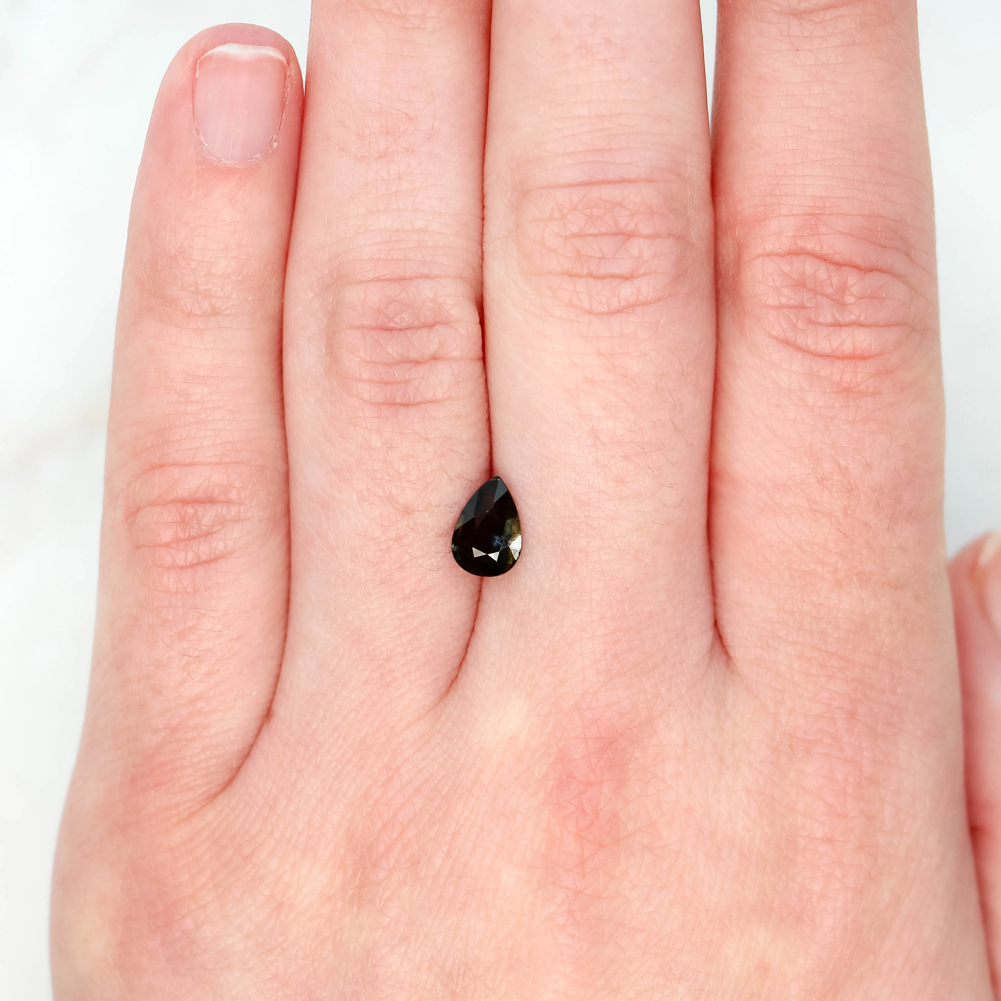 1.00 Carat Dark Brown Pear Sapphire for Custom Work - Inventory Code DBPS100 - Image 2