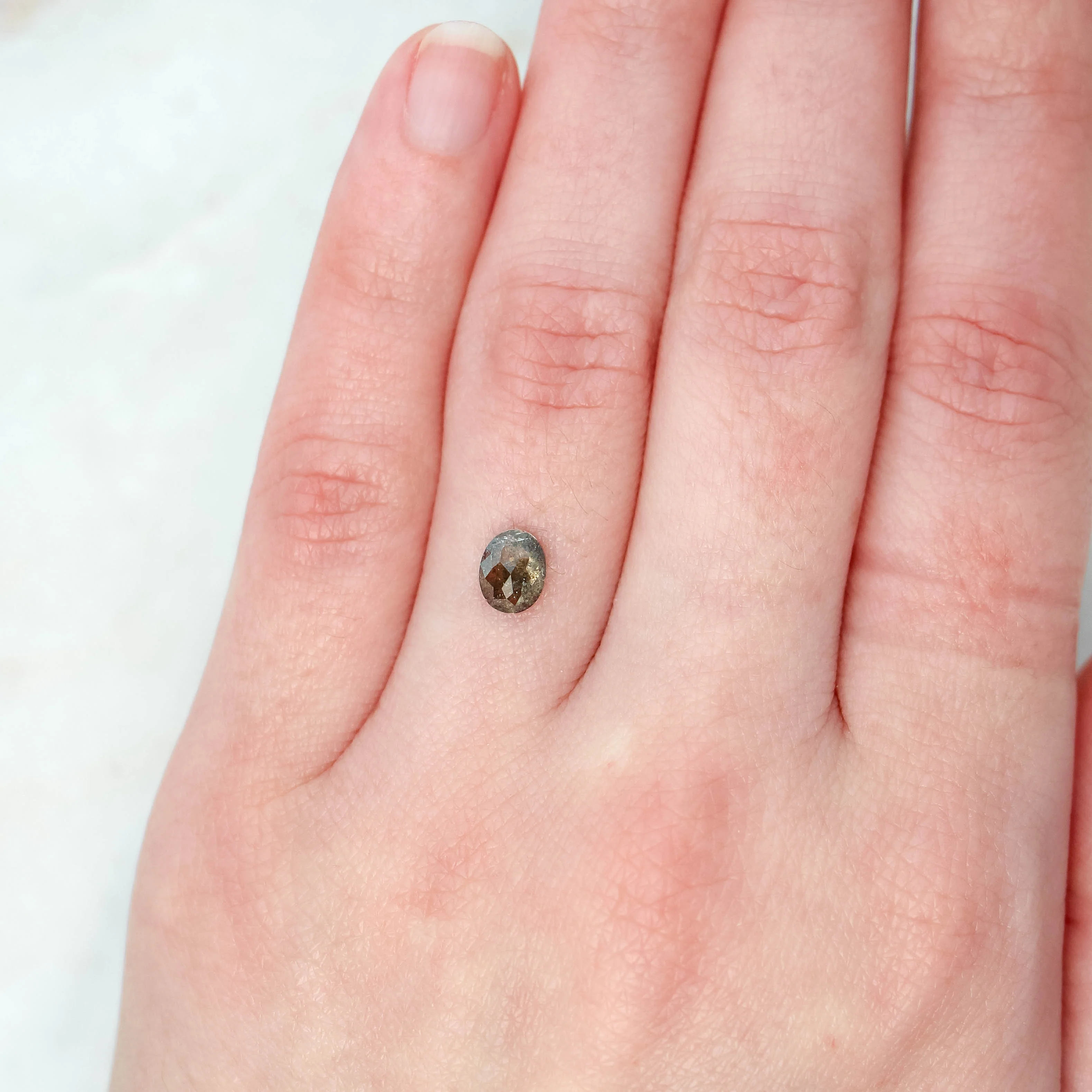 1.00 Carat Champagne Oval Salt and Pepper Diamond for Custom Work - Inventory Code DSO100 - Image 3
