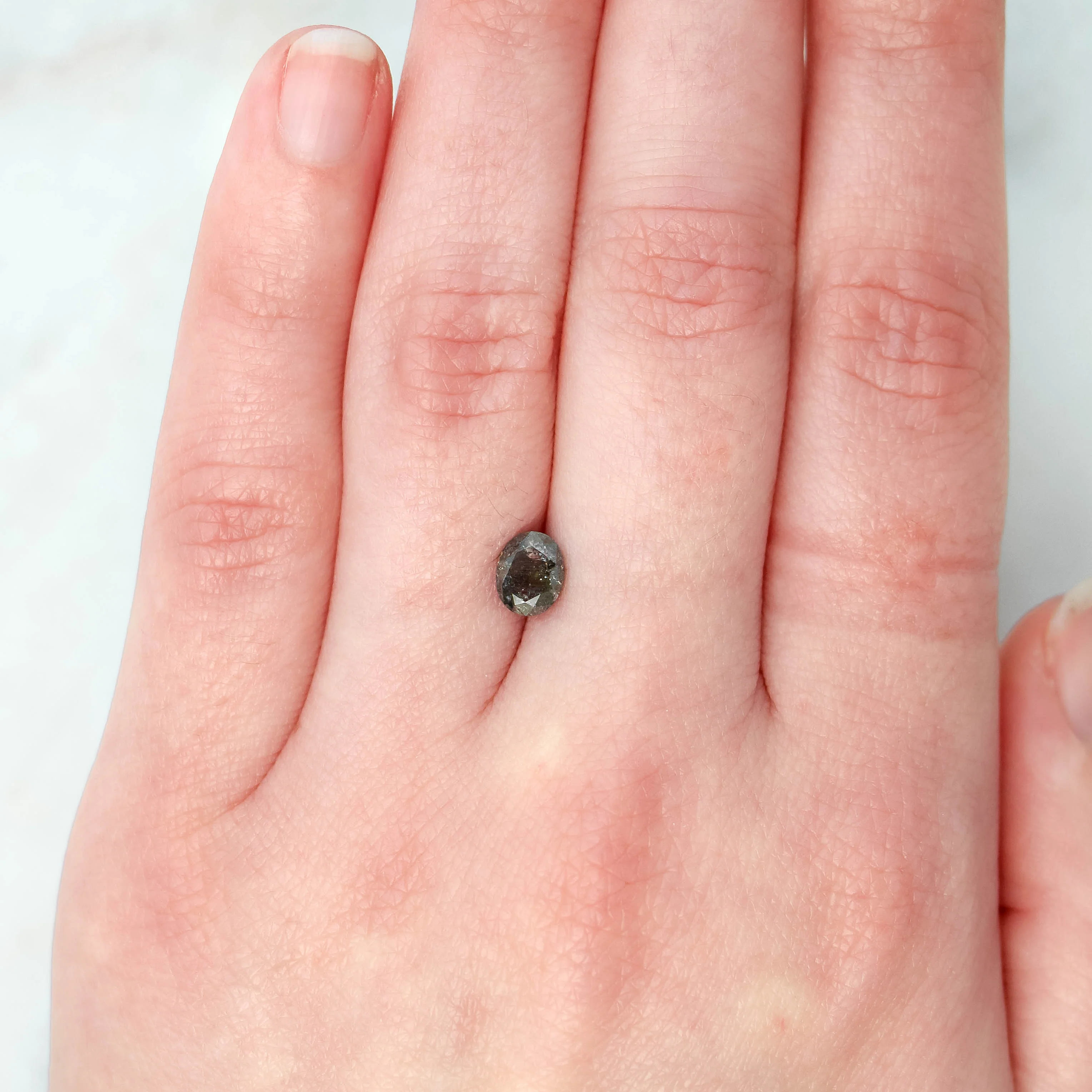 1.00 Carat Champagne Oval Salt and Pepper Diamond for Custom Work - Inventory Code DSO100 - Image 9
