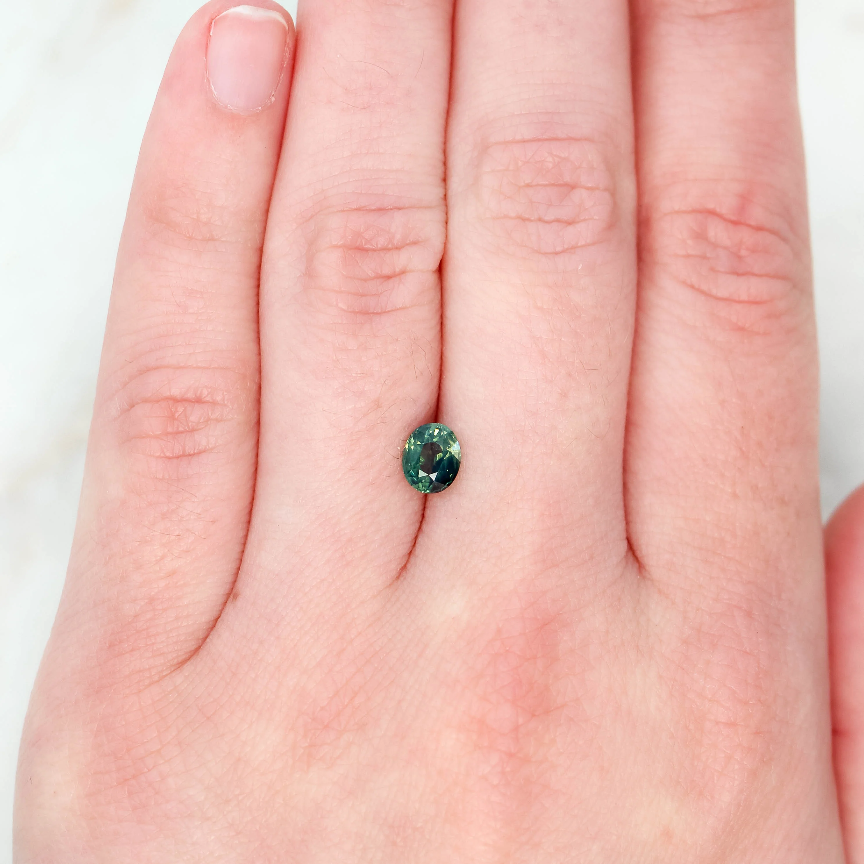 1.00 Carat Green Oval Sapphire for Custom Work - Inventory Code GBOS100 - Image 2