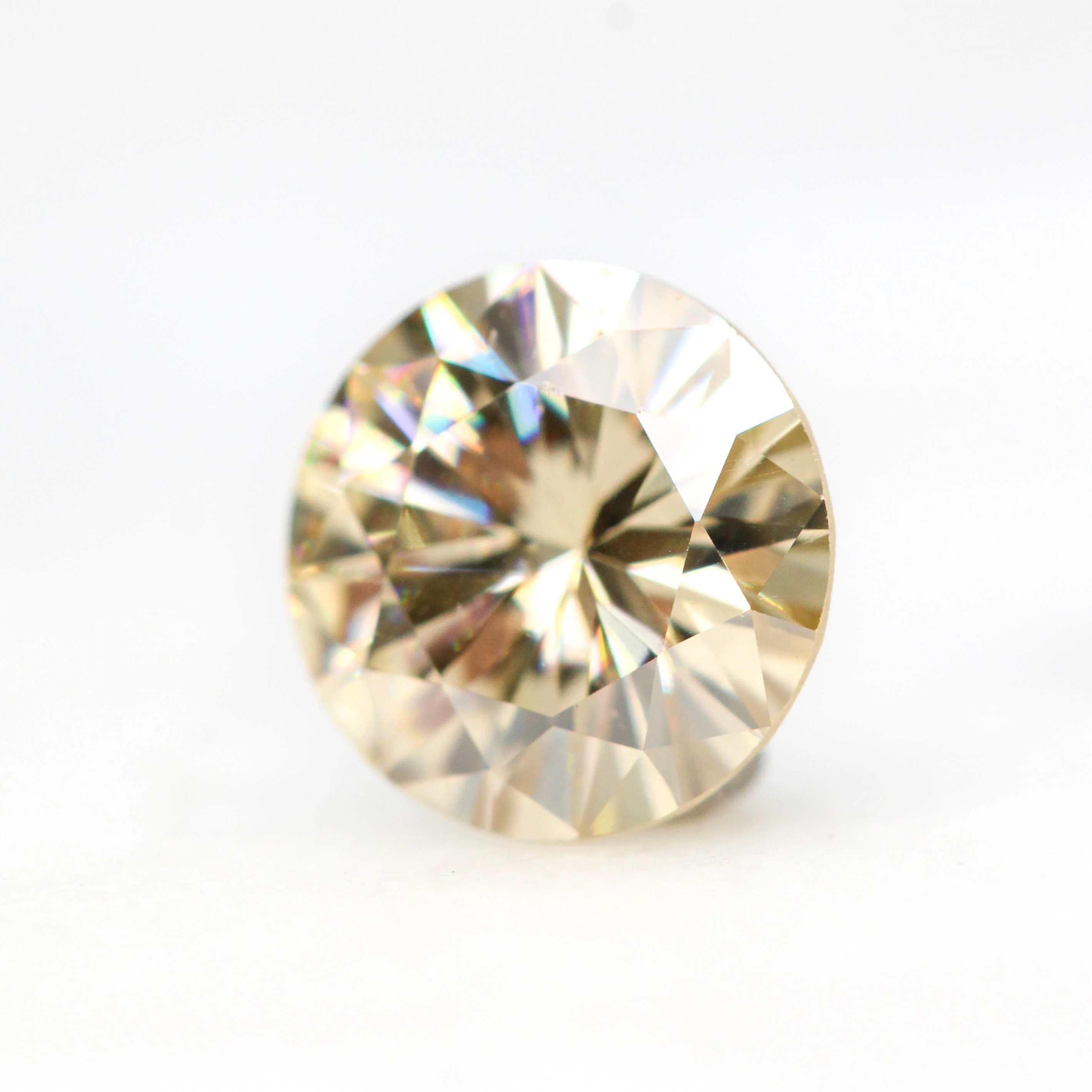 1.00 Carat Round Champagne Moissanite for Custom Work - Inventory Code CRM100 - Image 3