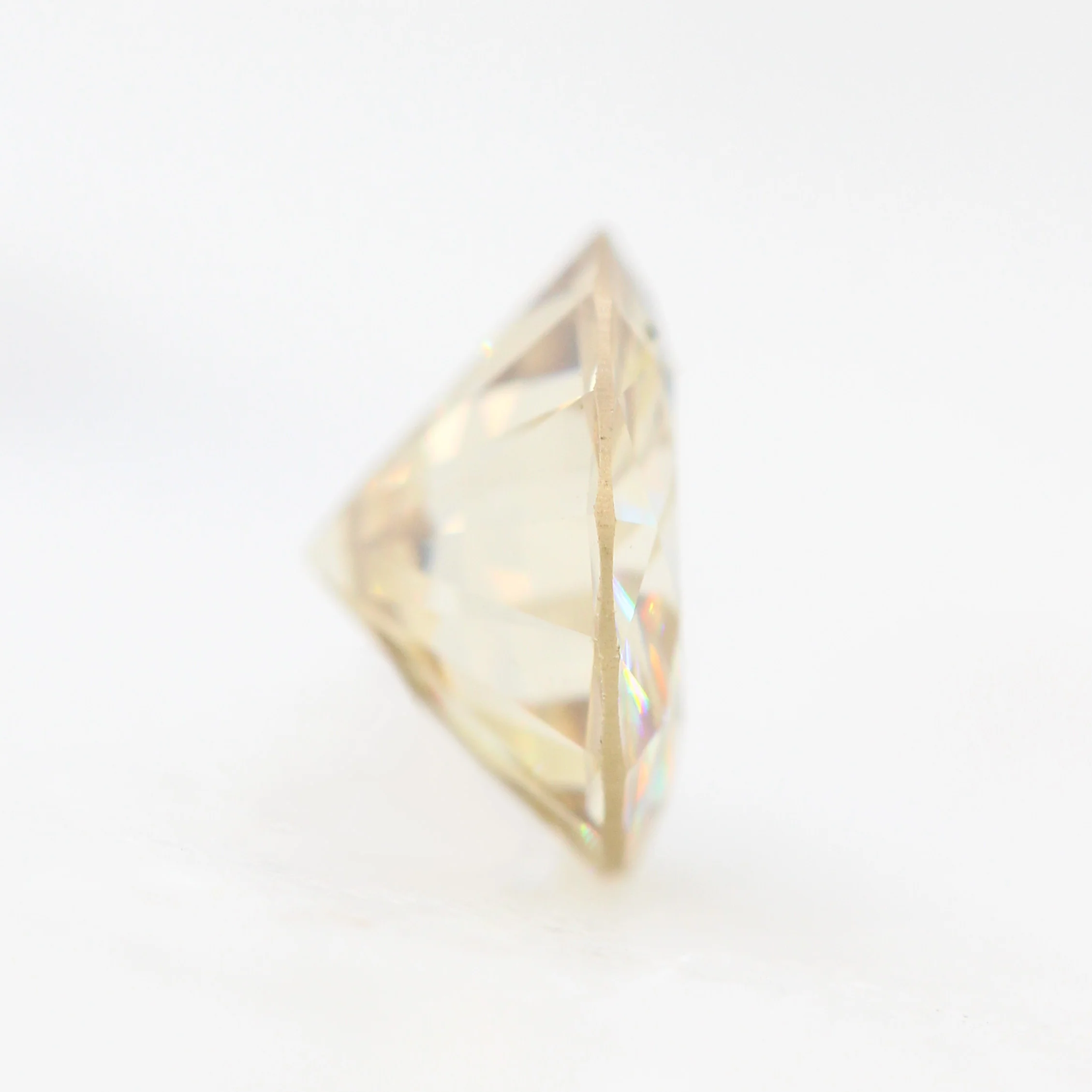 1.00 Carat Round Champagne Moissanite for Custom Work - Inventory Code CRM100 - Image 5