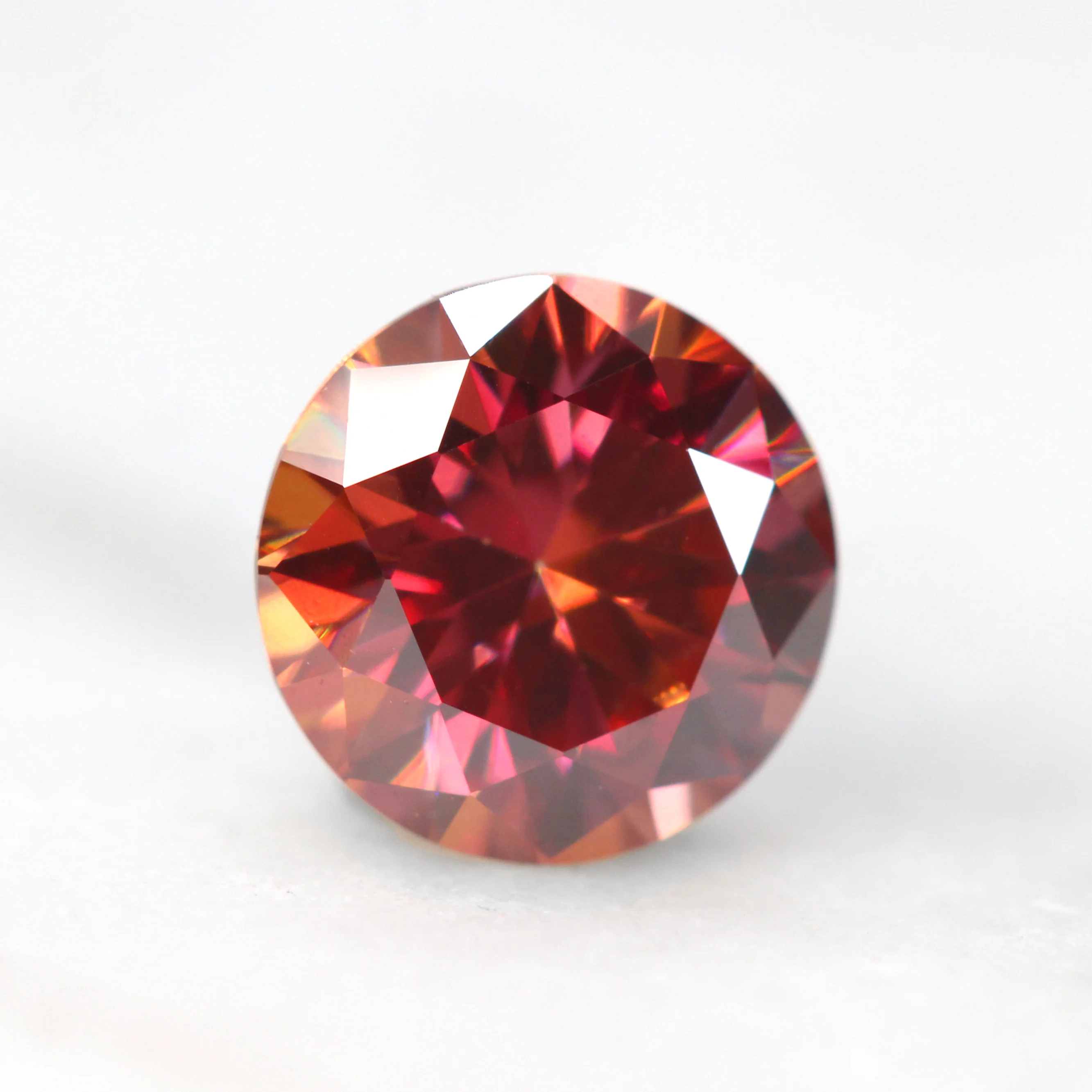 1.00 Carat Round Red Fire Moissanite for Custom Work - Inventory Code RRM100 - Image 4