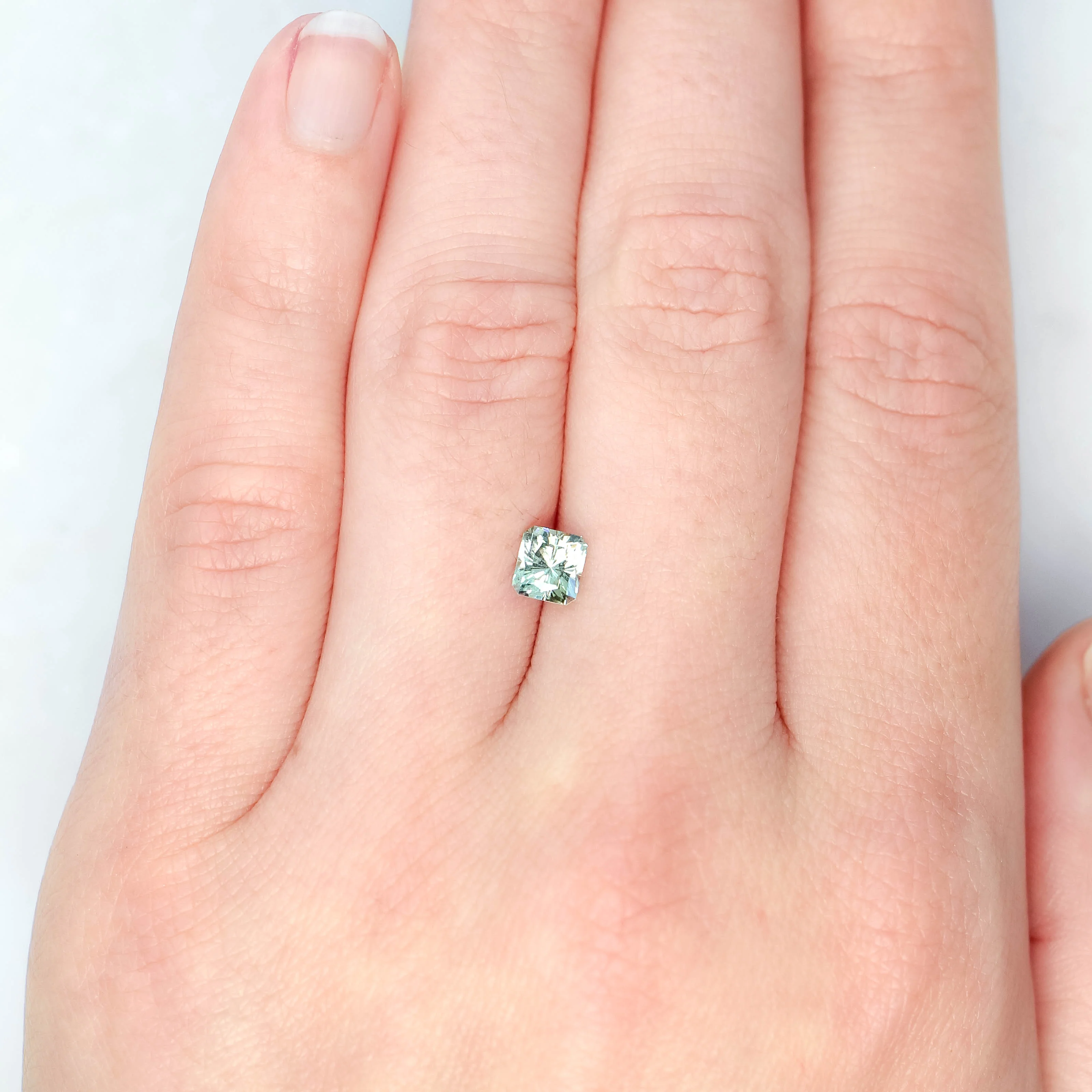1.01 Carat John Dyer Regal Radiant Light Teal Montana Sapphire for Custom Work - Inventory Code RRTS101 - Image 2