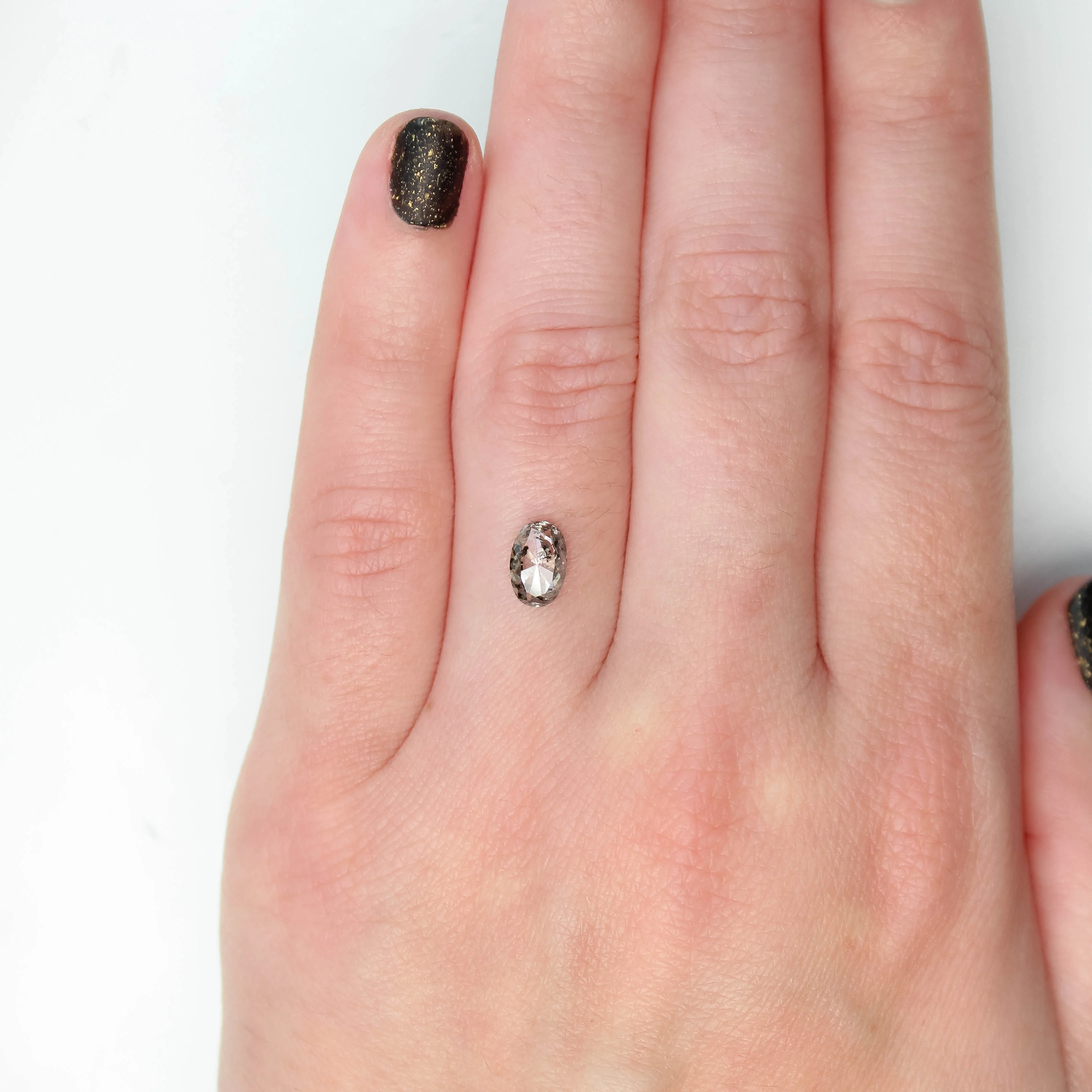1.01 Carat Oval Salt and Pepper Diamond for Custom Work - Inventory Code CCO101 - Image 2