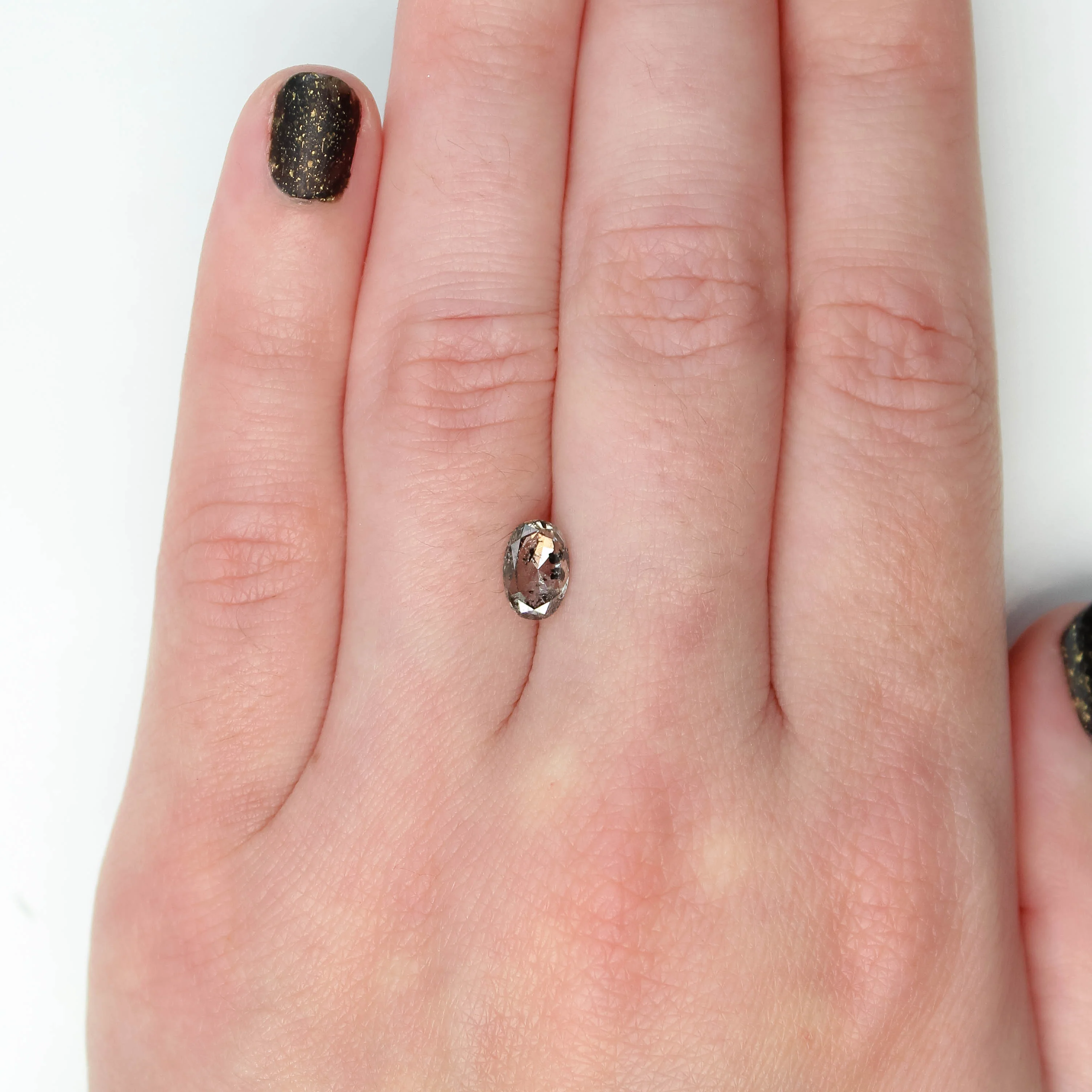 1.01 Carat Oval Salt and Pepper Diamond for Custom Work - Inventory Code CCO101 - Image 7