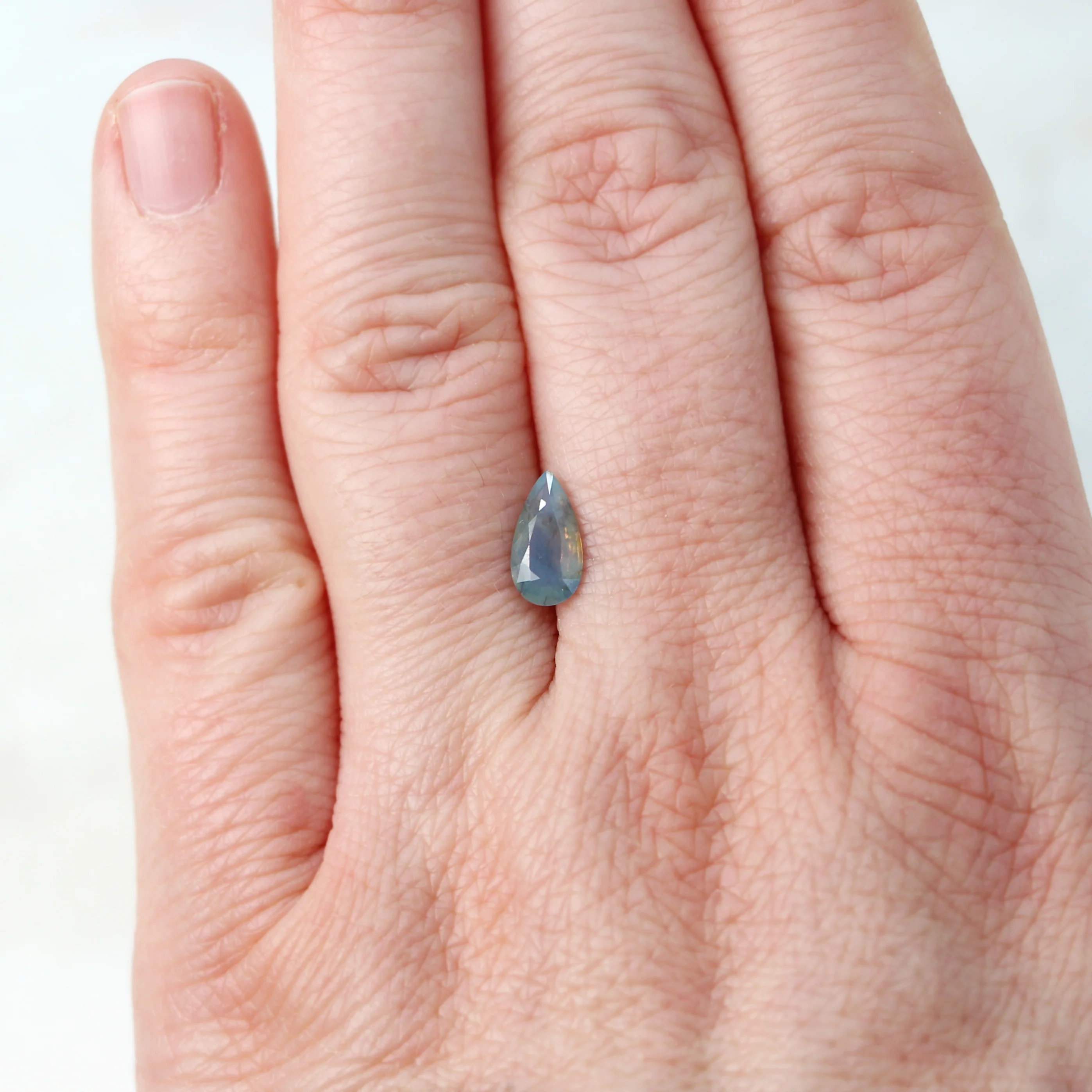 1.02 Carat Earthy Blue Pear Sapphire for Custom Work - Inventory Code BPS102 - Image 2