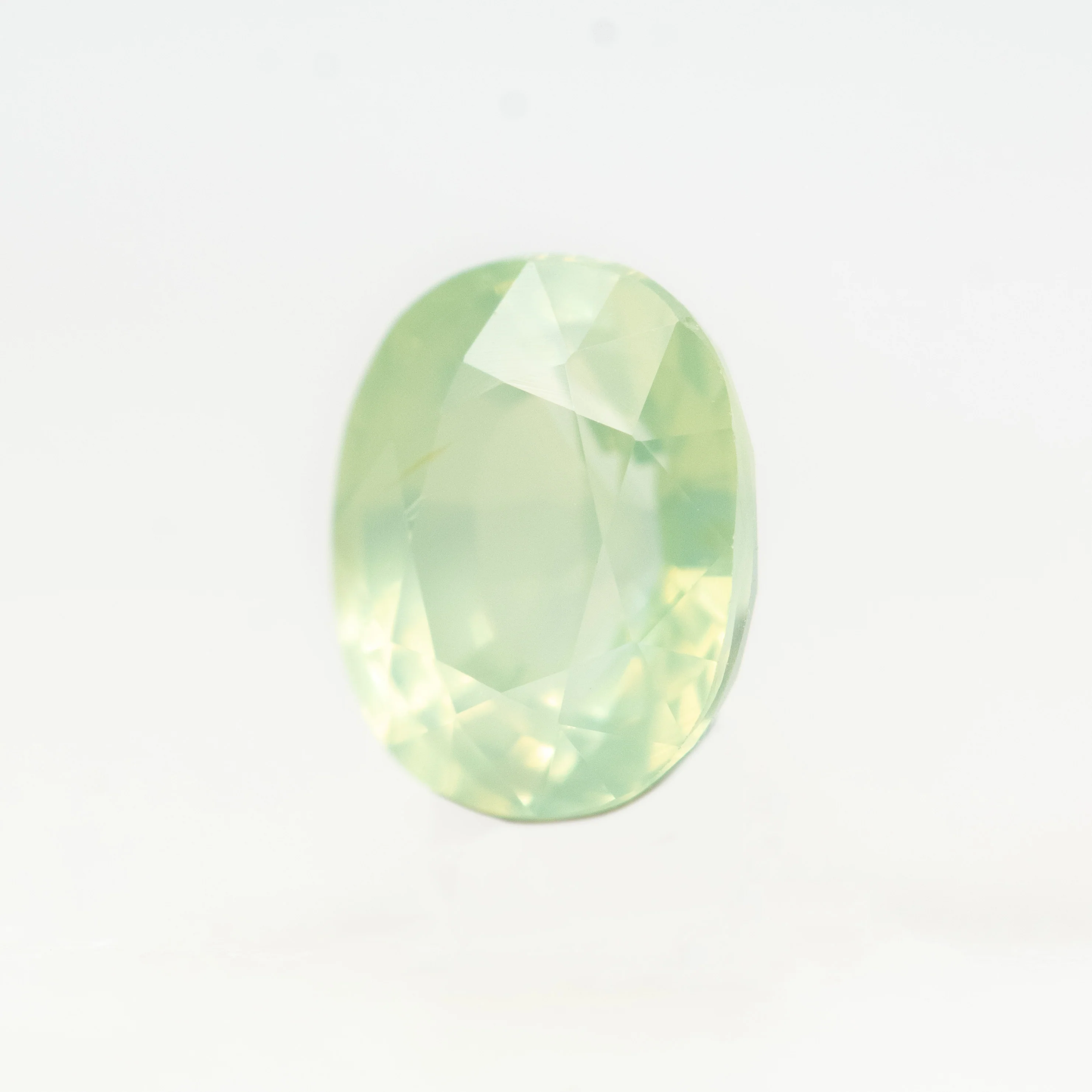 1.03 Carat Light Green Oval Sapphire for Custom Work - Inventory Code YGOS103 - Image 3