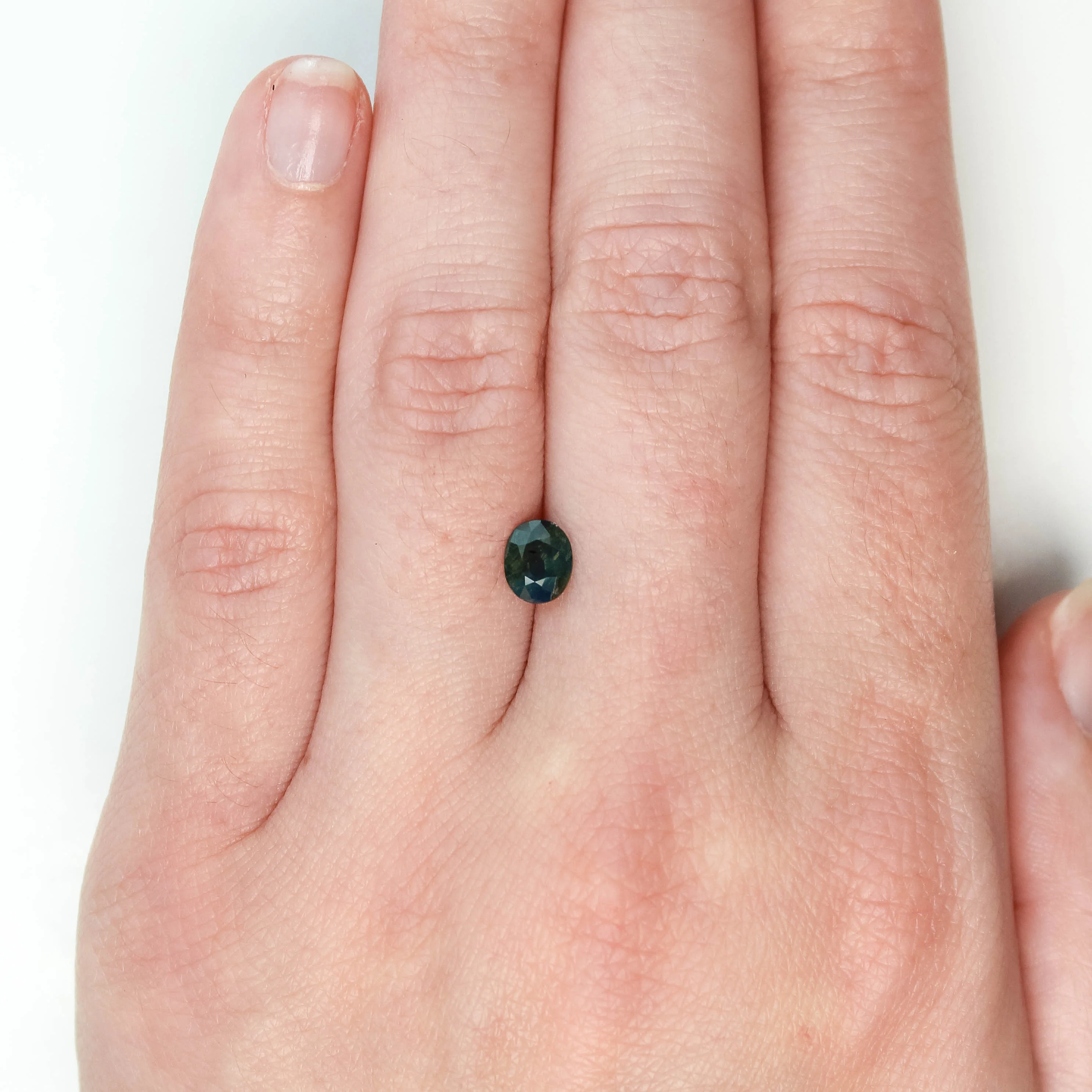 1.05 Carat Warm Teal Oval Sapphire for Custom Work - Inventory Code WTOS105 - Image 2