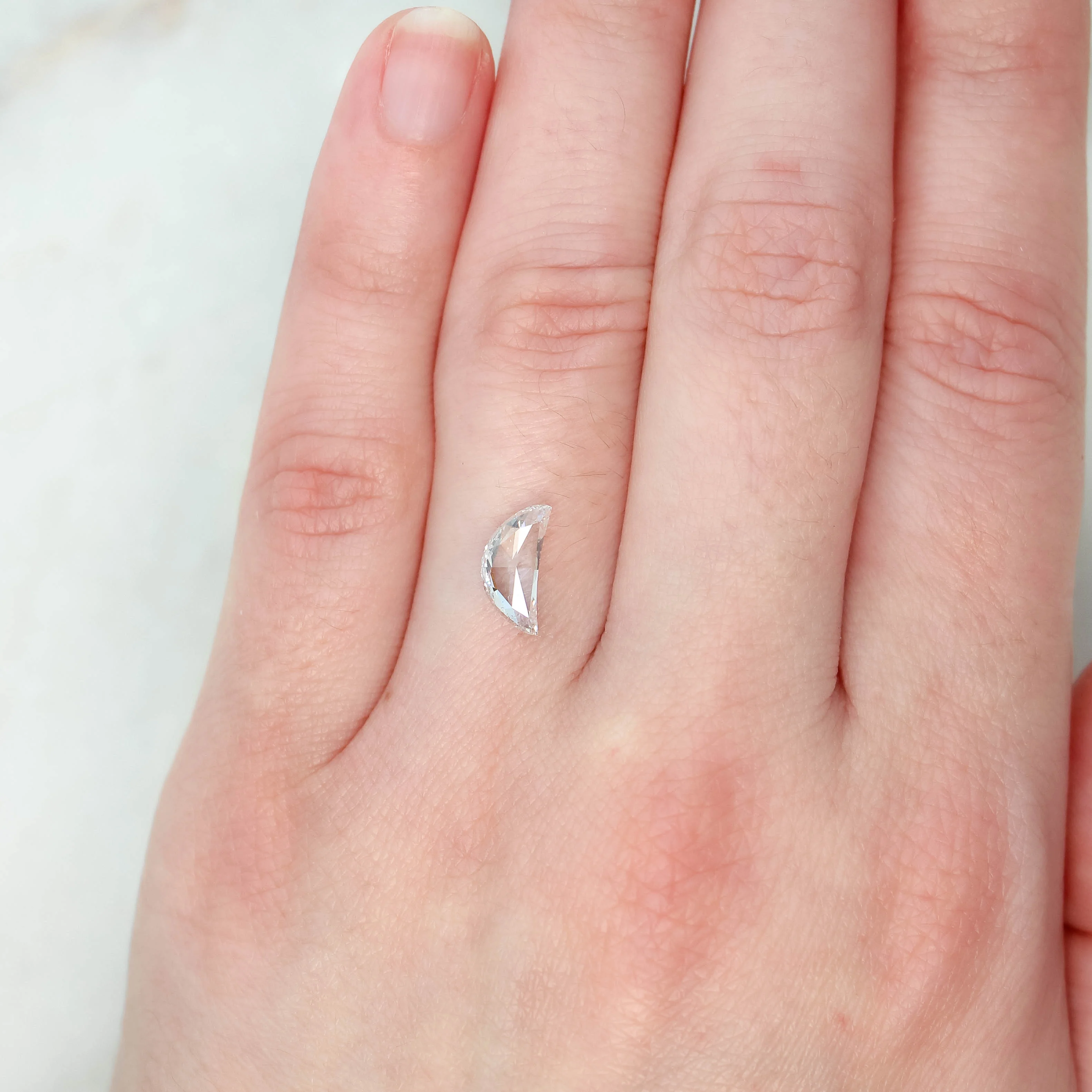 1.07 Carat Clear Crescent Lab Grown Diamond for Custom Work - Inventory Code CCHM107 - Image 2