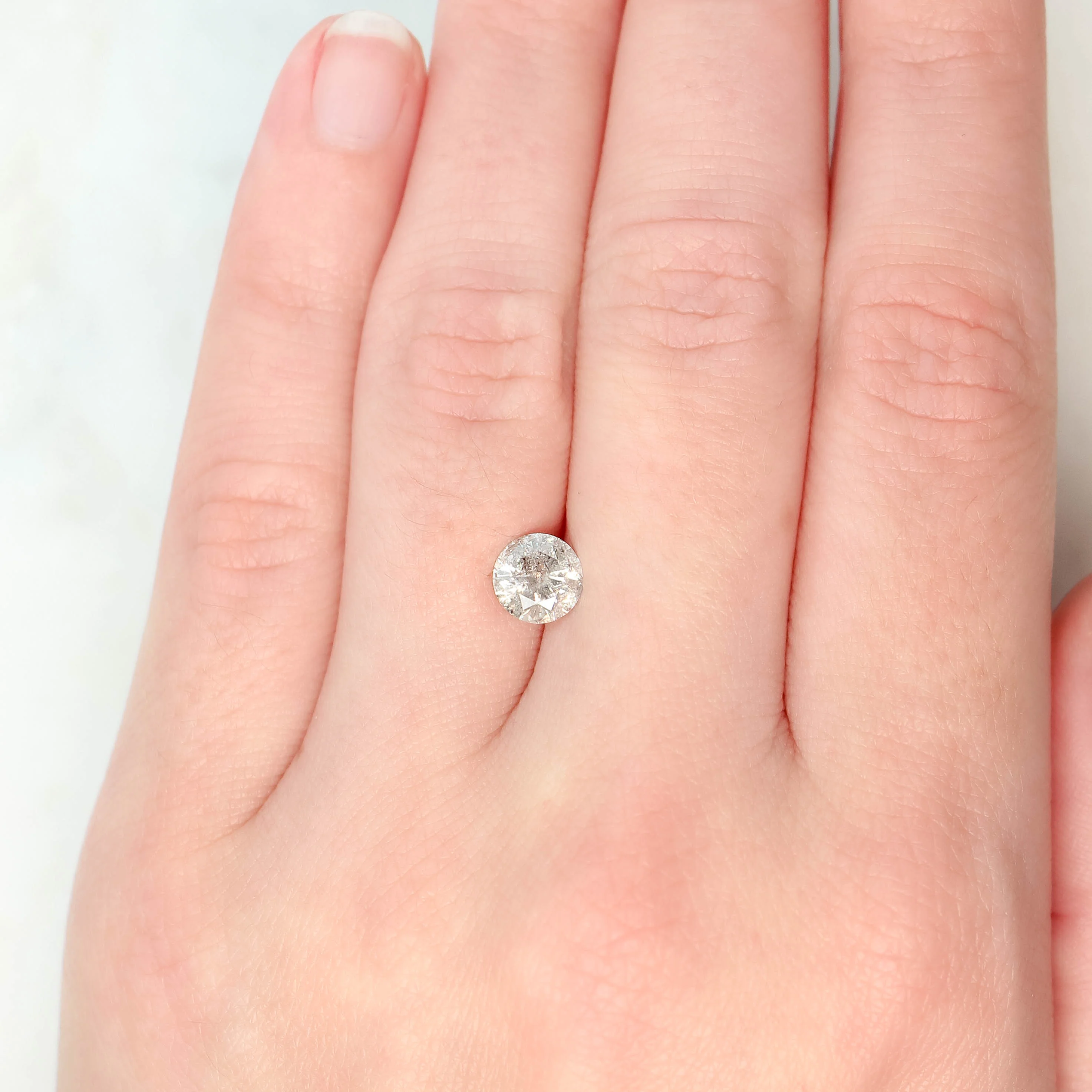 1.07 Carat Round Gray Salt and Pepper Diamond for Custom Work - Inventory Code SCR107 - Image 2