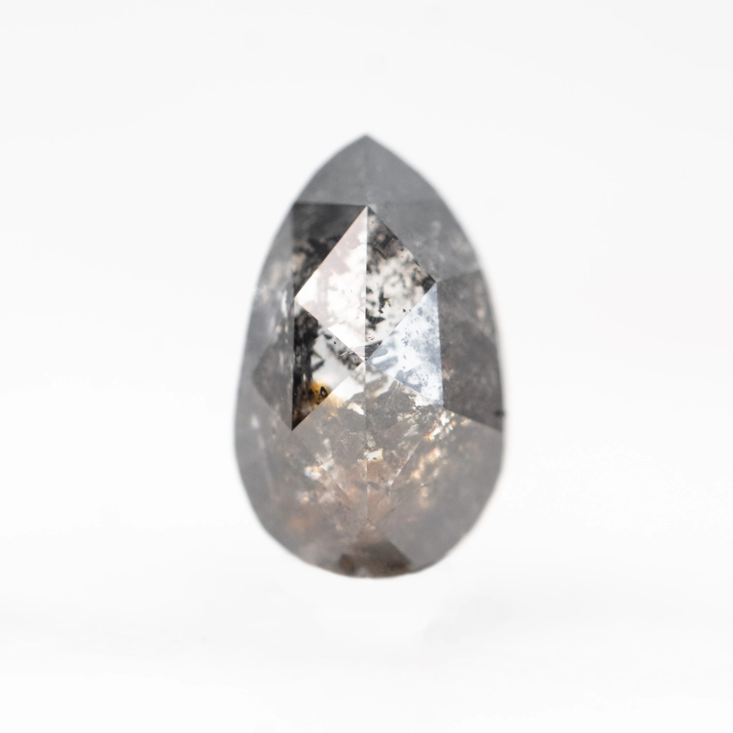 1.08 Carat Dark and Clear Pear Salt and Pepper Diamond for Custom Work - Inventory Code PRB108 - Image 2