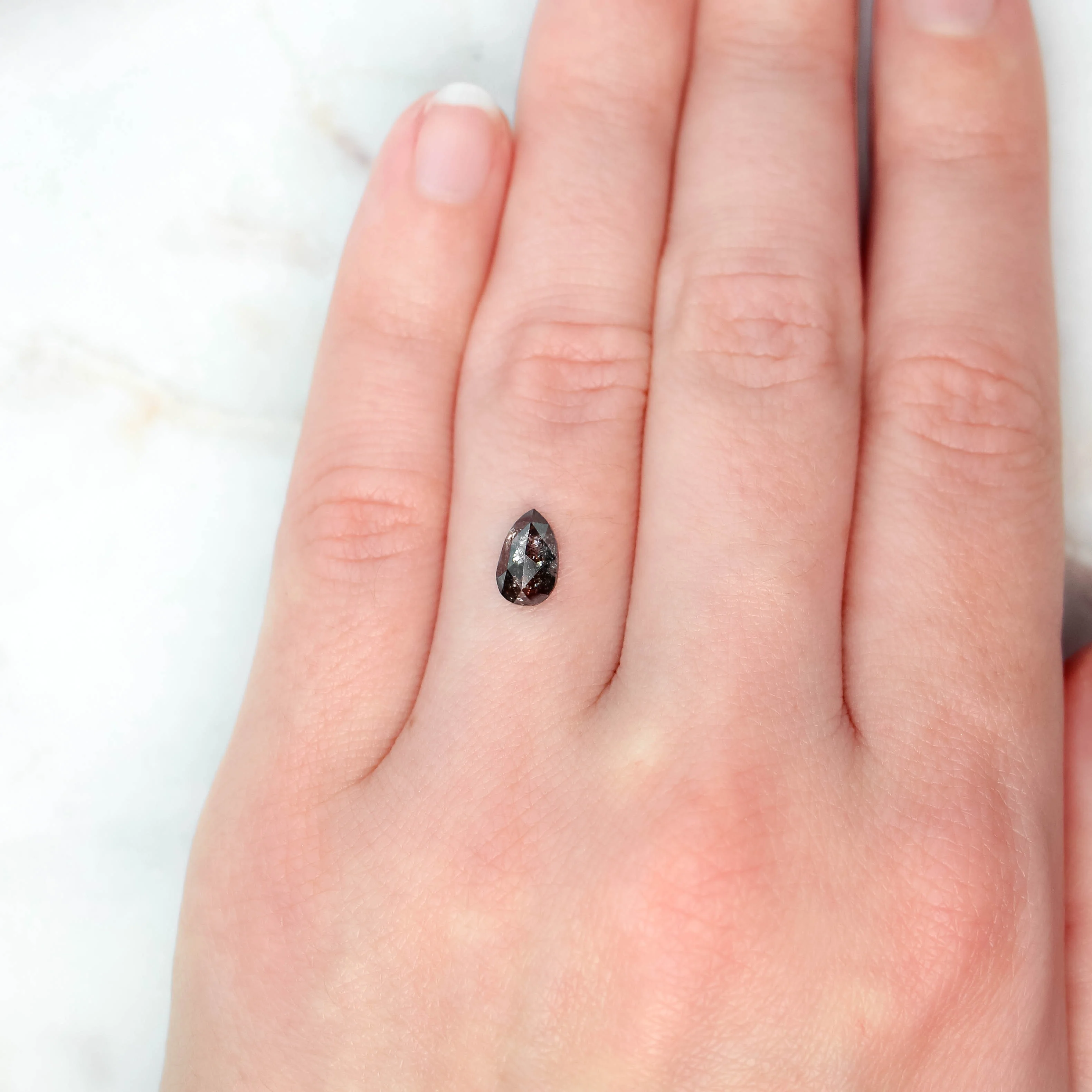 1.08 Carat Dark and Clear Pear Salt and Pepper Diamond for Custom Work - Inventory Code PRB108 - Image 9