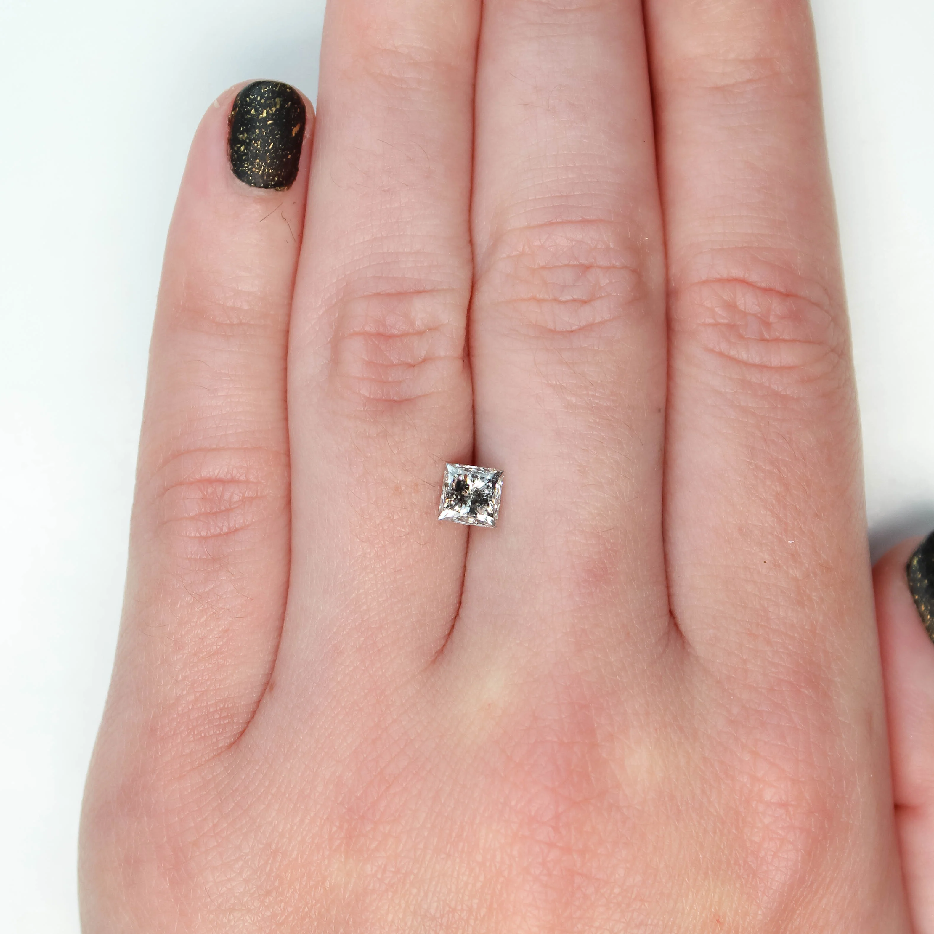 1.09 Carat Princess Cut Charcoal Salt and Pepper Diamond for Custom Work - Inventory Code DCP109 - Image 2