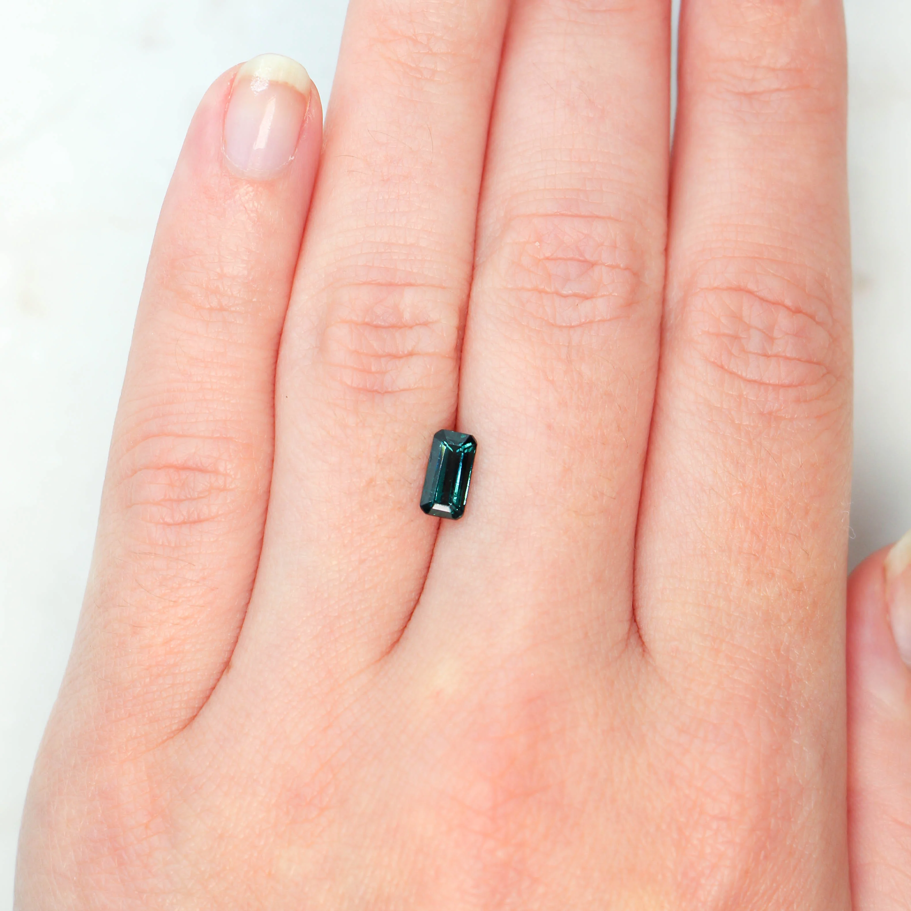 1.10 Carat Teal Emerald Cut Sapphire for Custom Work - Inventory Code TES110 - Image 2