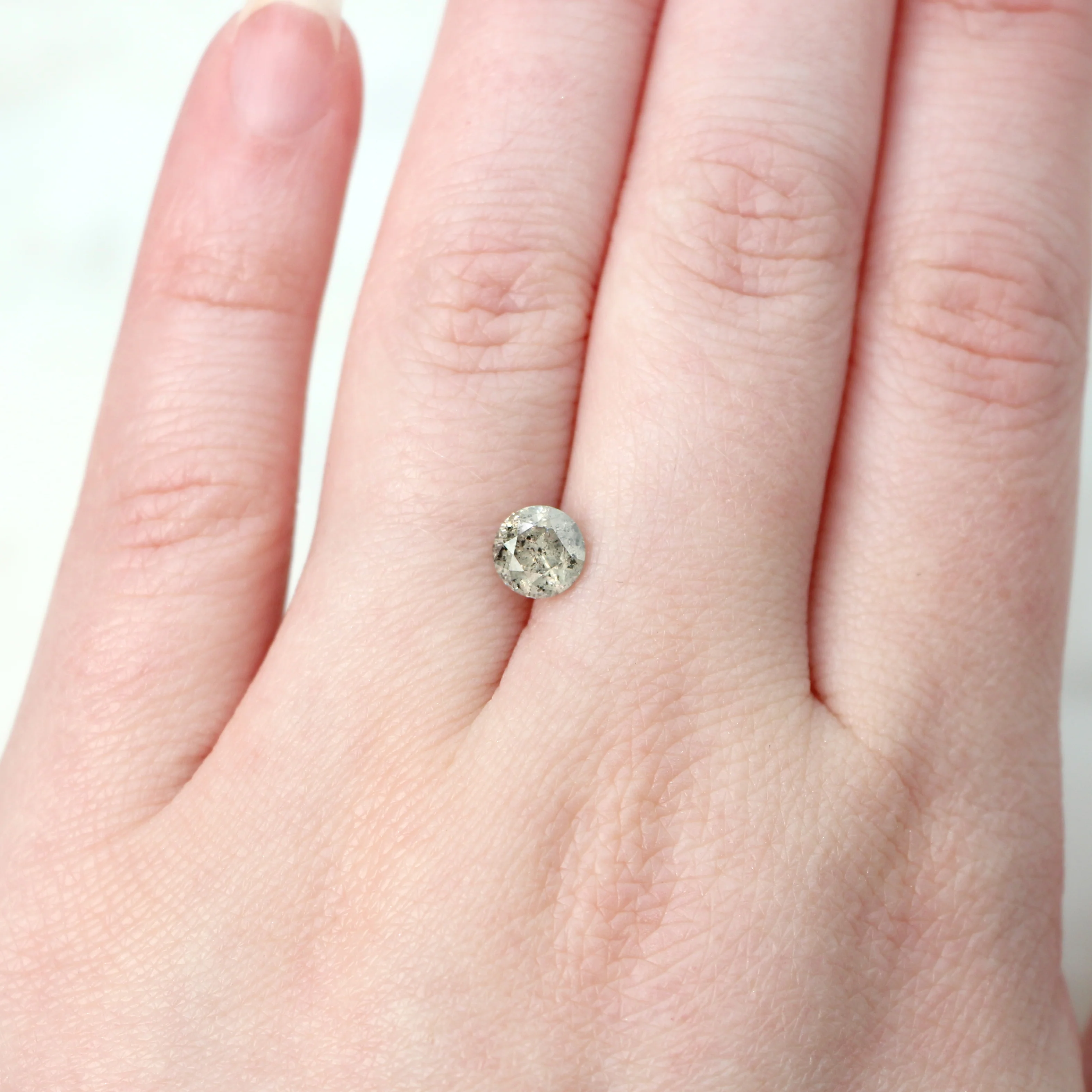 1.12 Carat Round Gray Salt and Pepper Diamond for Custom Work - Inventory Code SGR112 - Image 2