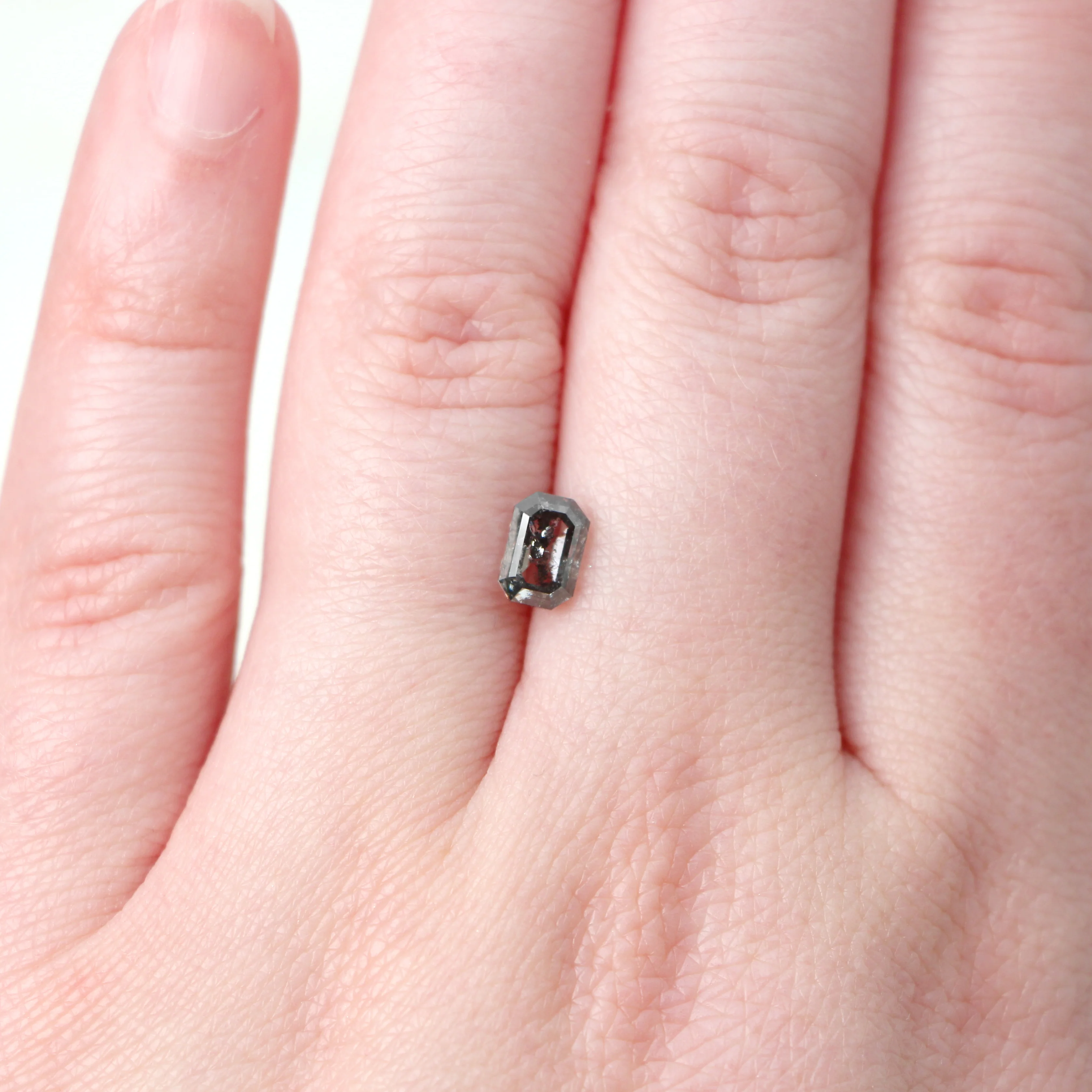 1.13 Carat Emerald Cut Dark and Clear Salt and Pepper Diamond for Custom Work - Inventory Code DCE113 - Image 2
