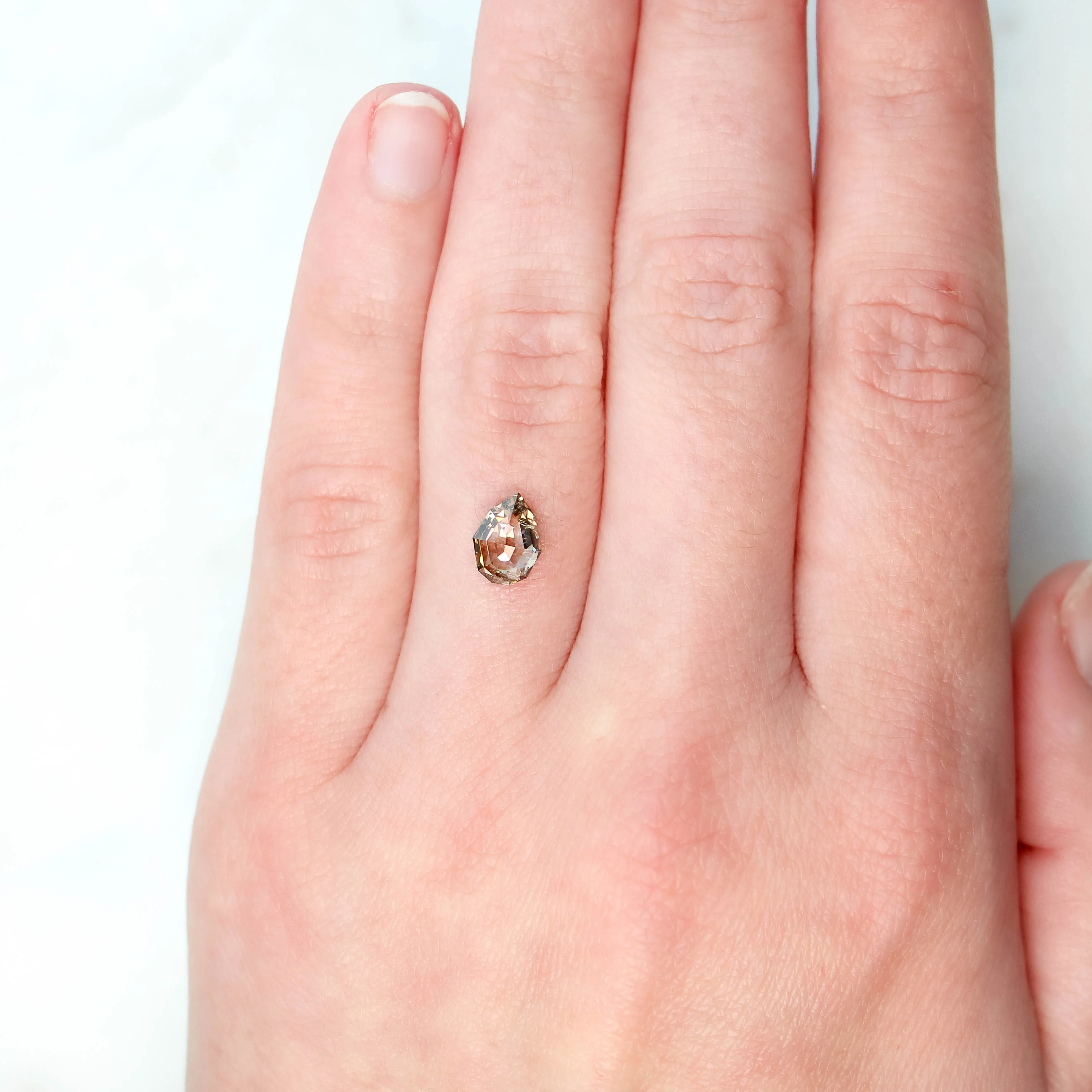 1.17 Carat Champagne Geometric Pear Salt and Pepper Diamond for Custom Work - Inventory Code CCGP117 - Image 2