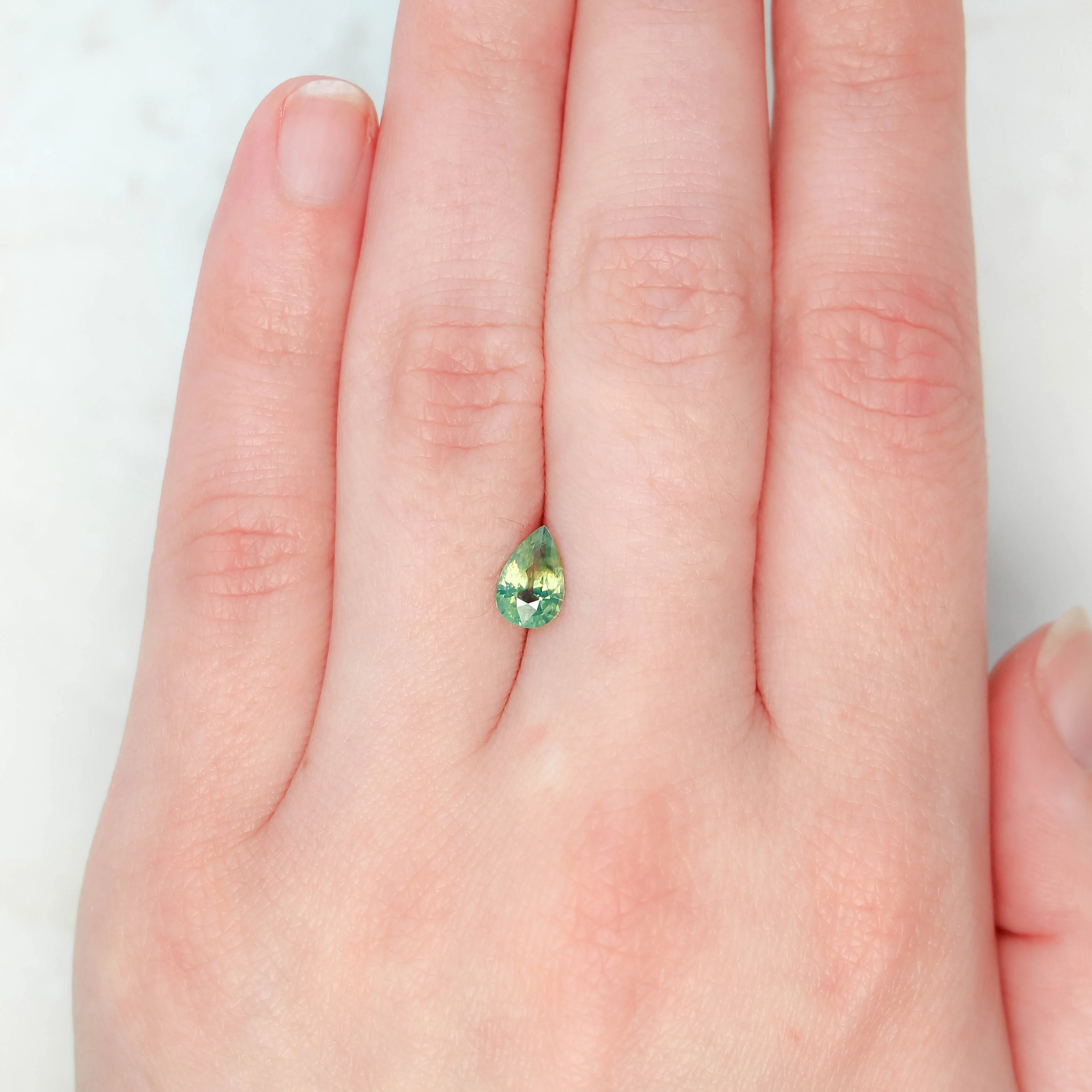 1.18 Carat Light Green Pear Sapphire for Custom Work - Inventory Code LGPS118 - Image 2