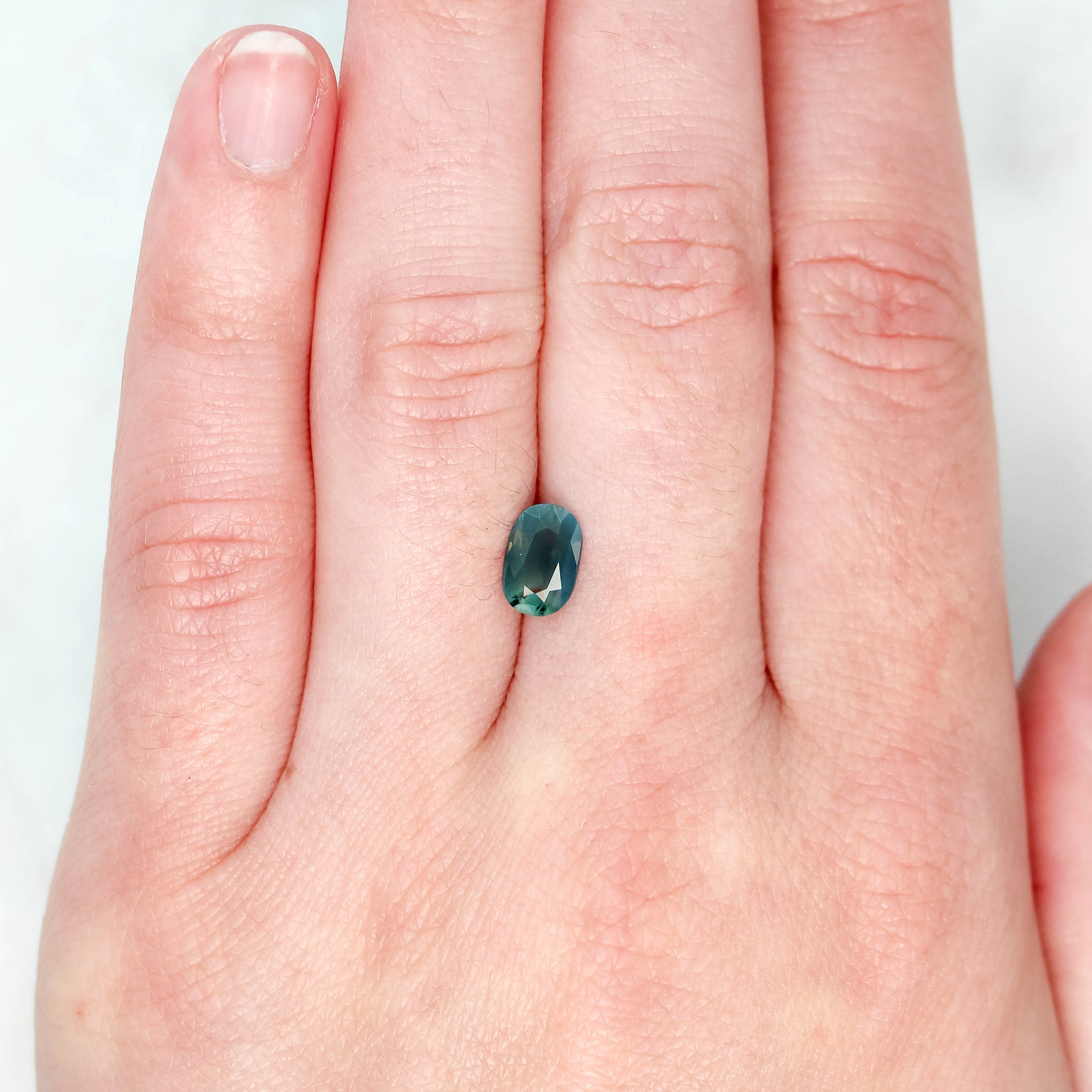 1.18 Carat Misty Teal Elongated Oval Sapphire for Custom Work - Inventory Code BCOS118 - Image 2
