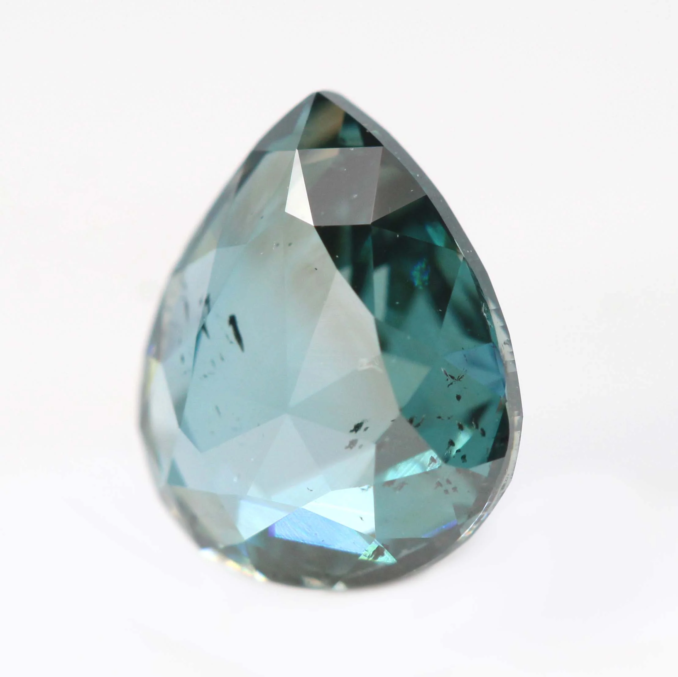 1.20 Carat Clear Teal Pear Diamond for Custom Work - Inventory Code TPD120 - Image 5