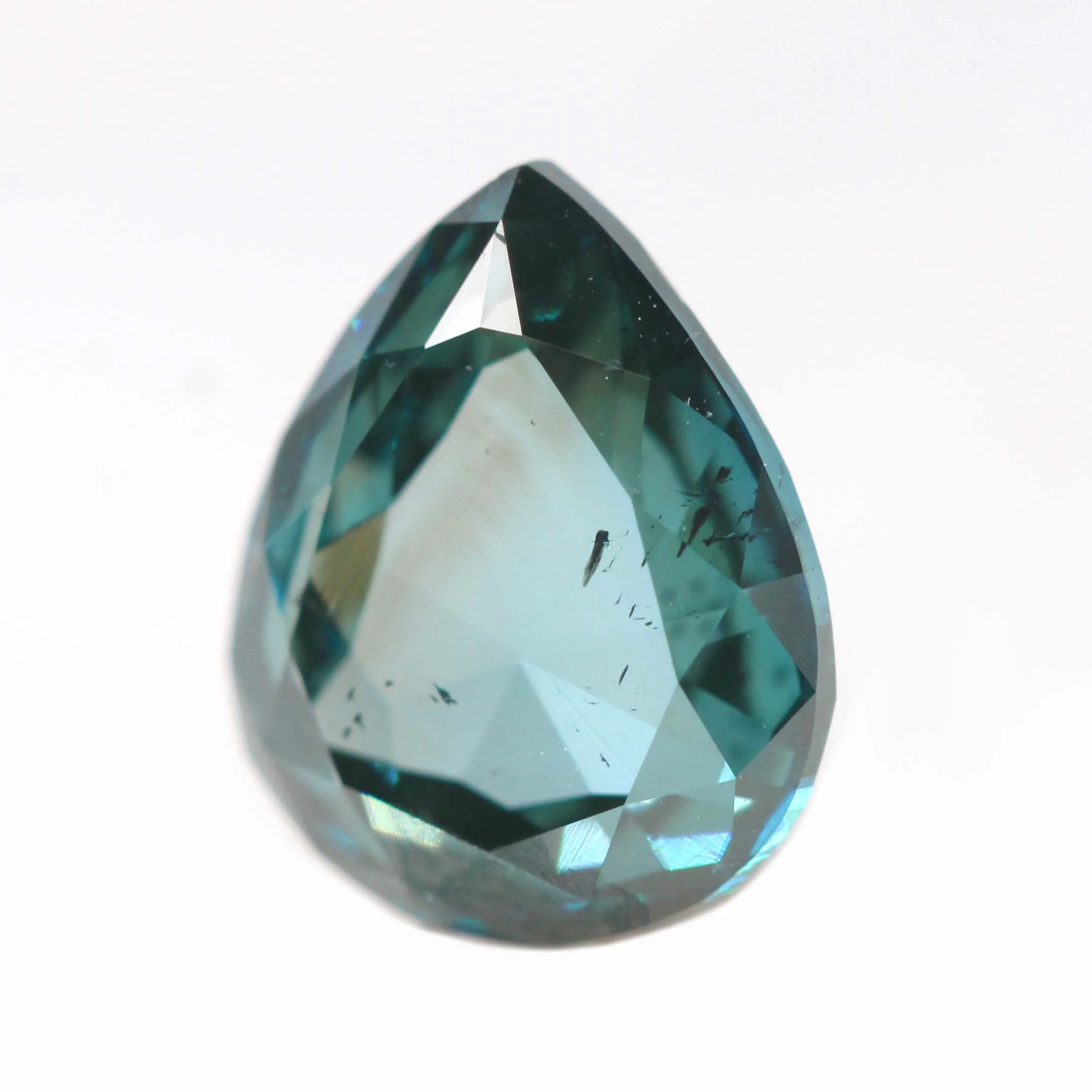 1.20 Carat Clear Teal Pear Diamond for Custom Work - Inventory Code TPD120 - Image 9